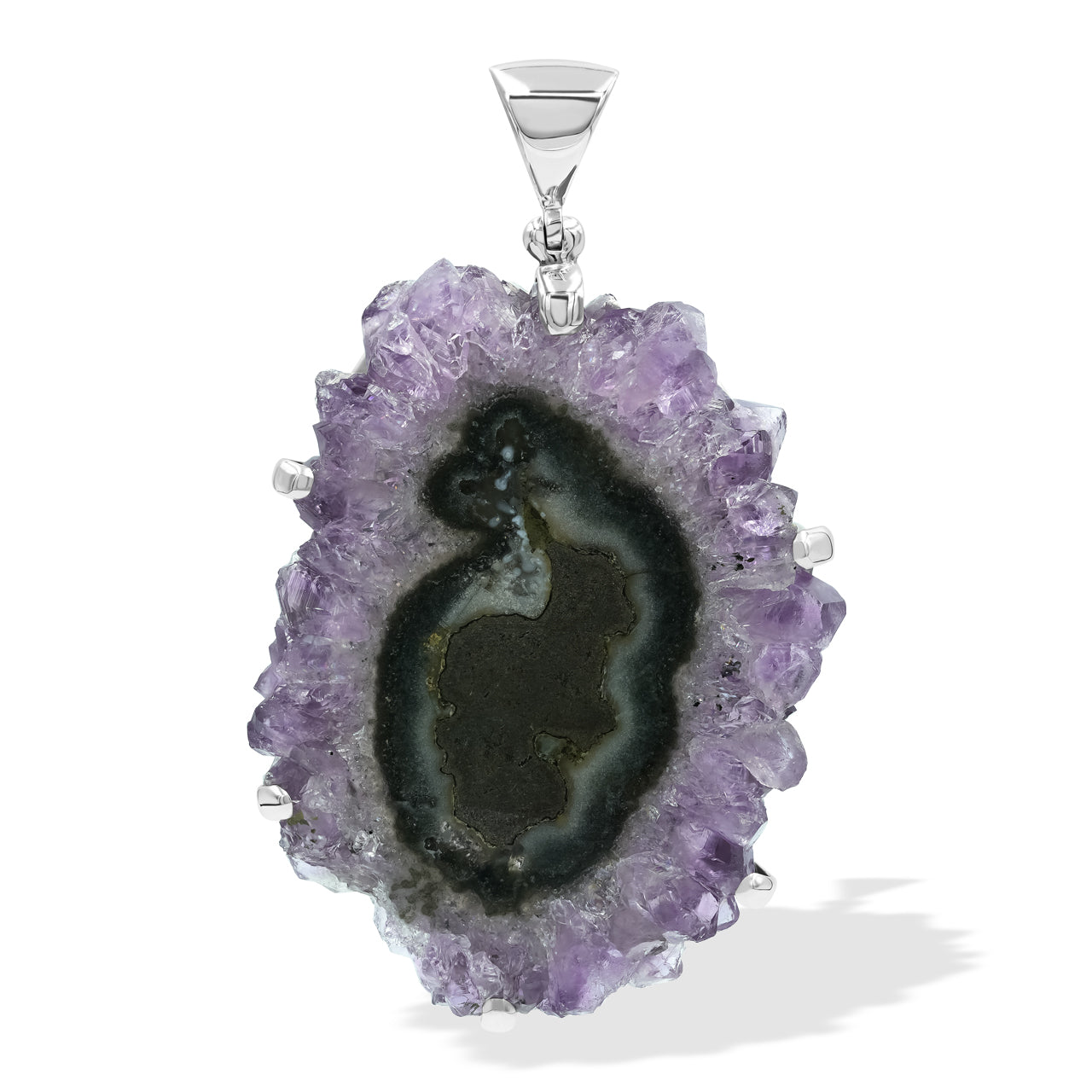Starborn Amethyst Rose Prong Set Pendant in Sterling Silver