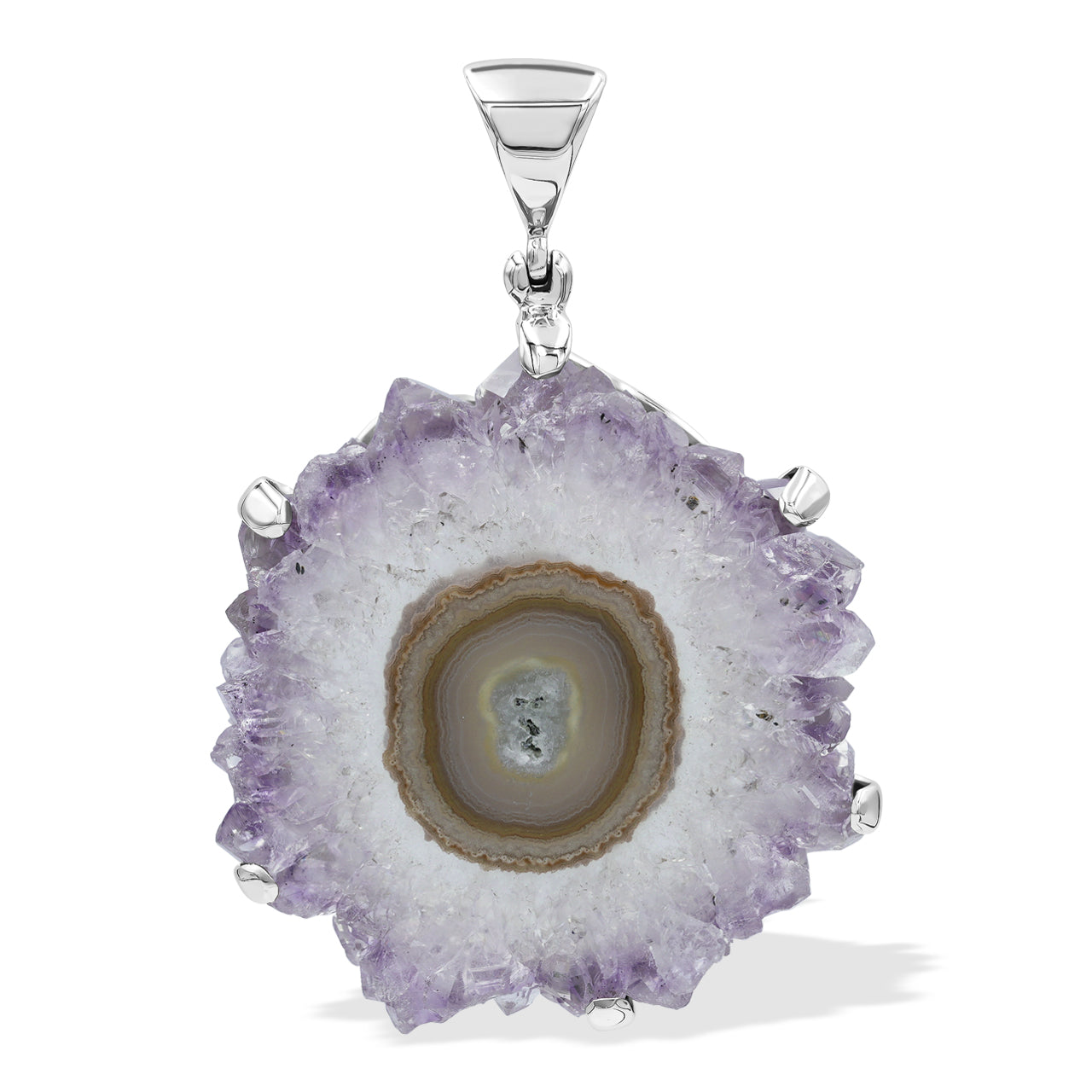 Starborn Amethyst Rose Prong Set Pendant in Sterling Silver