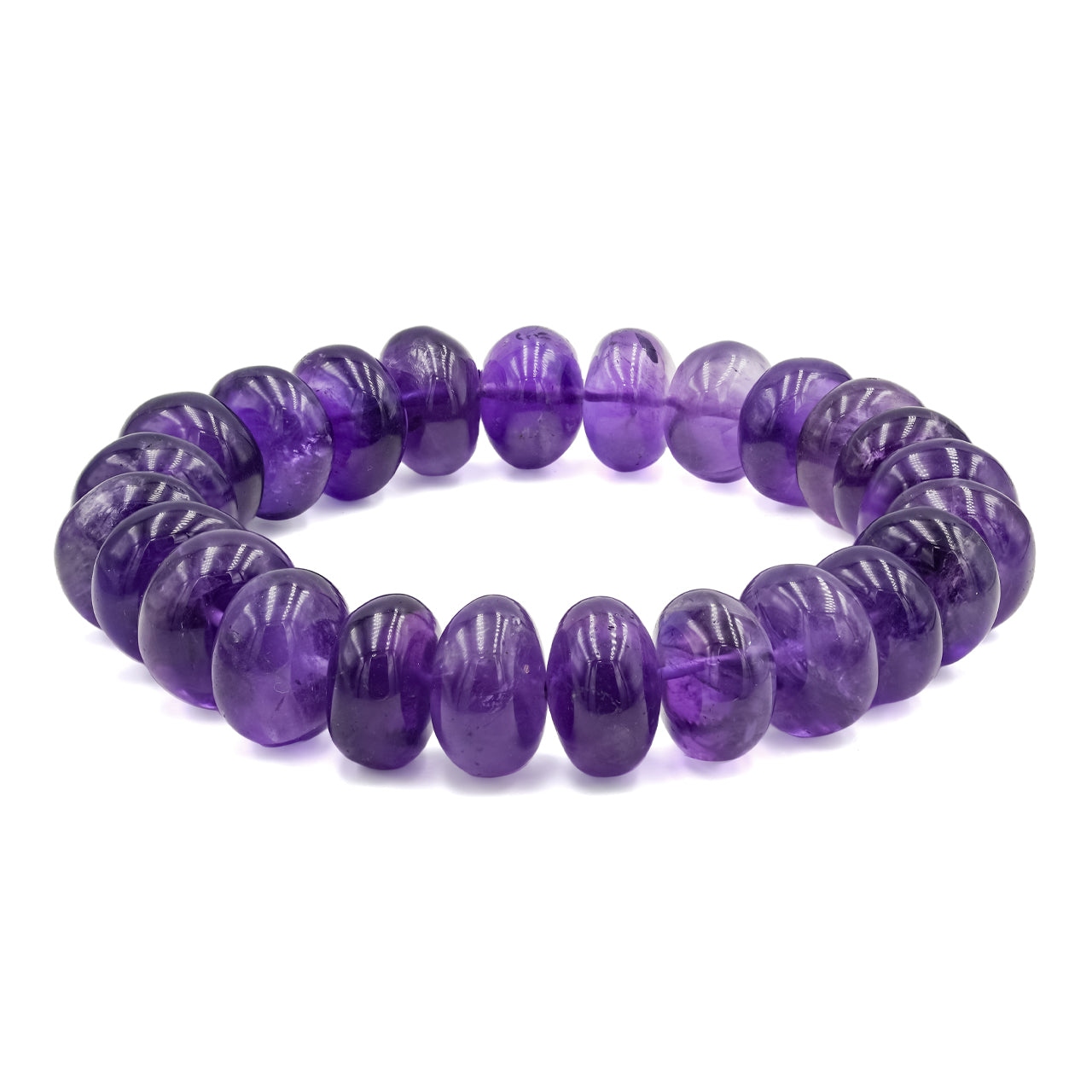 Starborn Amethyst Elastic Rondelle Bead Bracelet 7.5 inch - Large