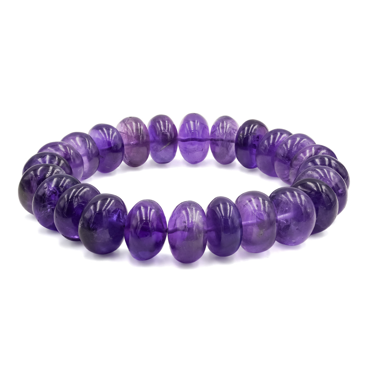 Starborn Amethyst Elastic Rondelle Bead Bracelet 7.5 inch - Large