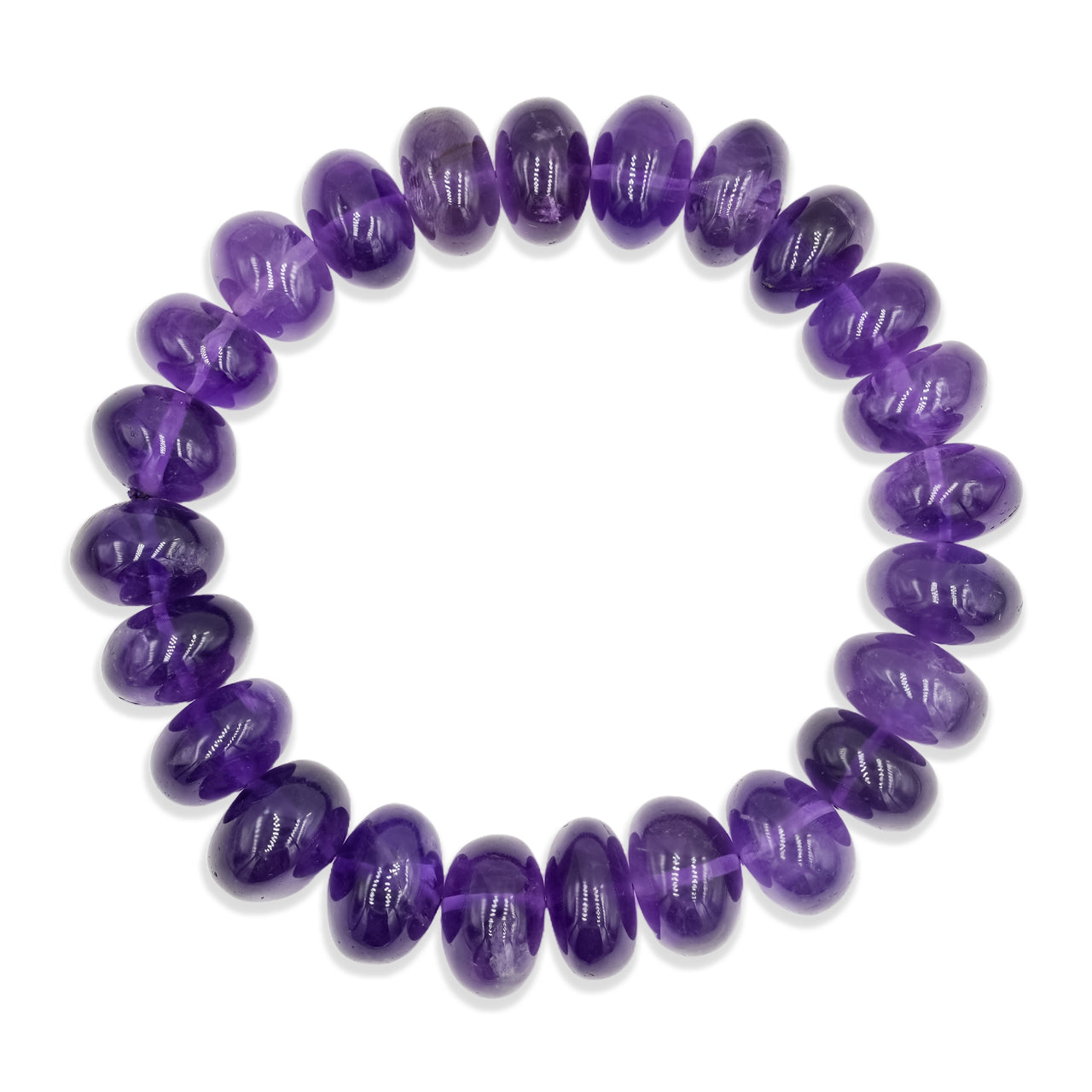 Starborn Amethyst Elastic Rondelle Bead Bracelet 7.5 inch - Large