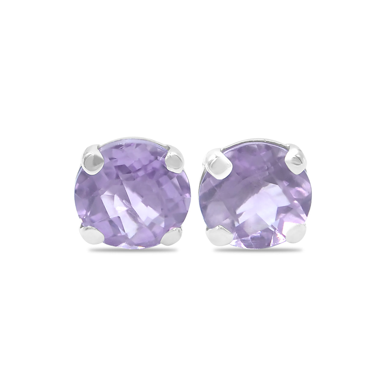 Starborn Faceted Gemstone 8 mm Round Post Earrings in Sterling Silver