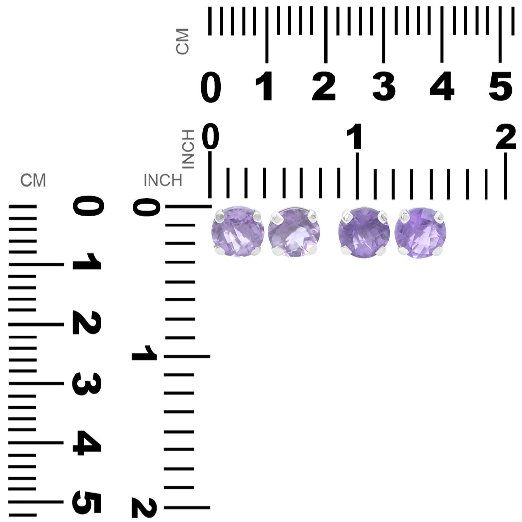 Starborn Faceted Gemstone 8 mm Round Post Earrings in Sterling Silver