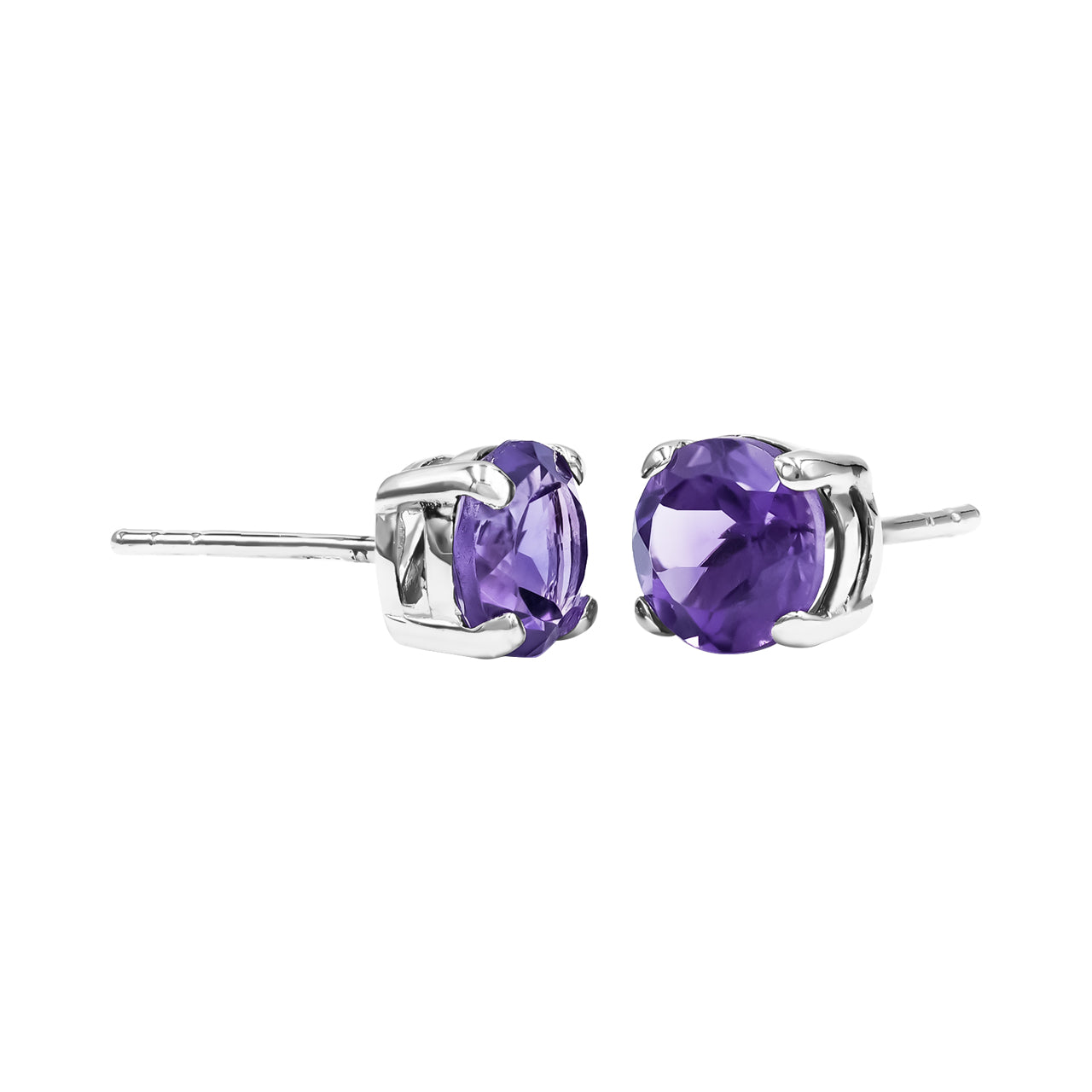 Starborn Faceted Gemstone 7mm Round Post Earrings in Sterling Silver