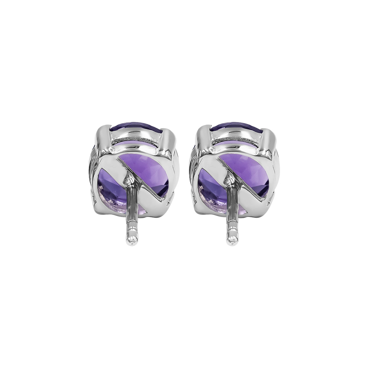 Starborn Faceted Gemstone 7mm Round Post Earrings in Sterling Silver