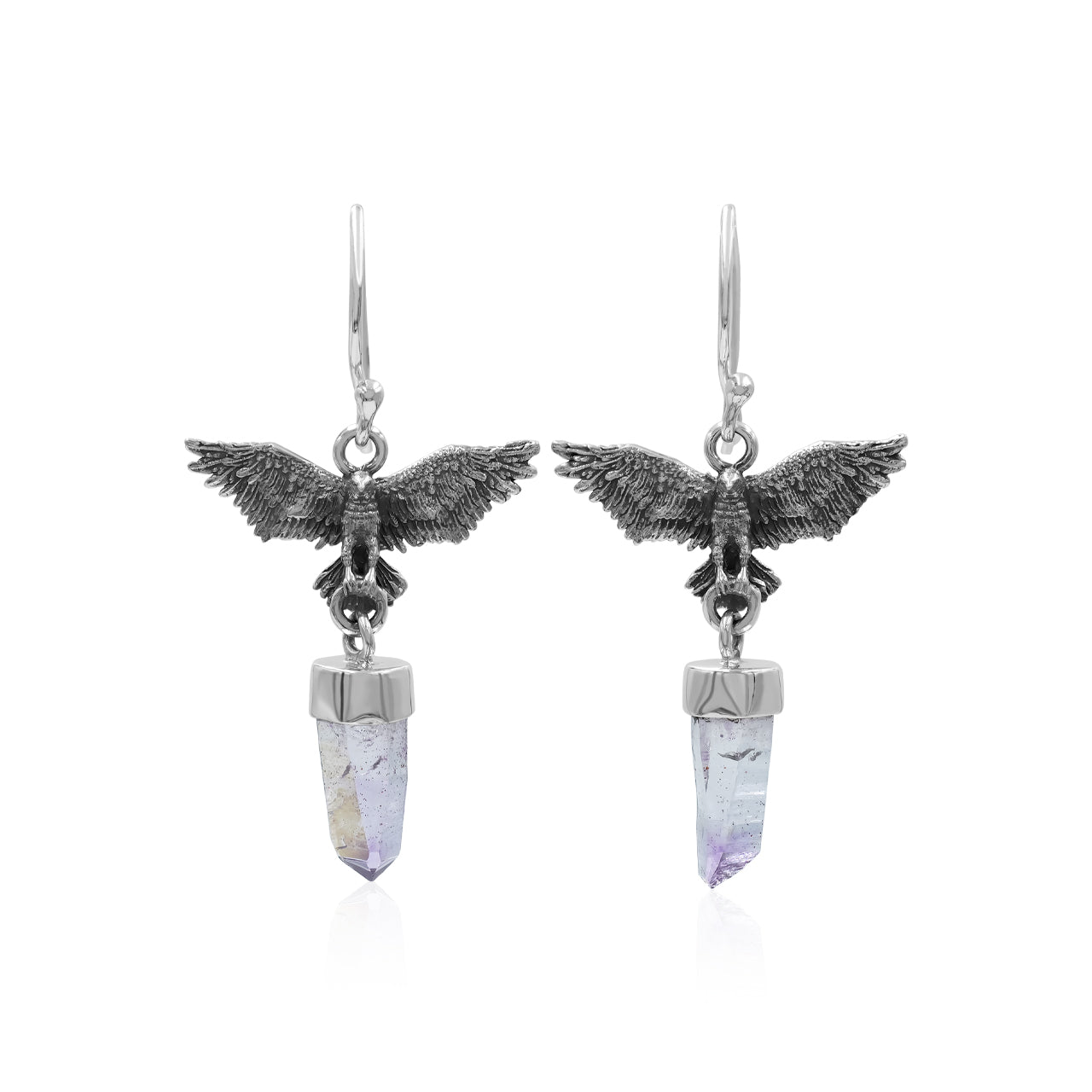 Starborn Vera Cruz Amethyst Crystal in Sterling Silver Eagle Earrings