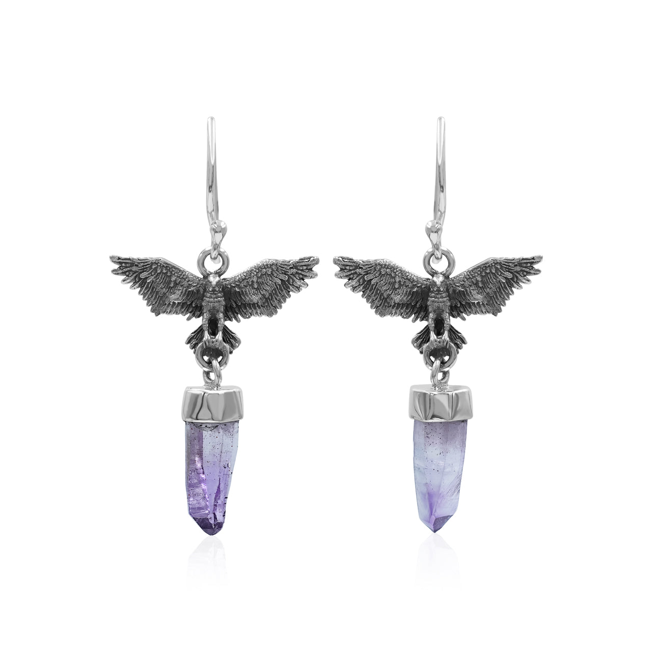 Starborn Vera Cruz Amethyst Crystal in Sterling Silver Eagle Earrings