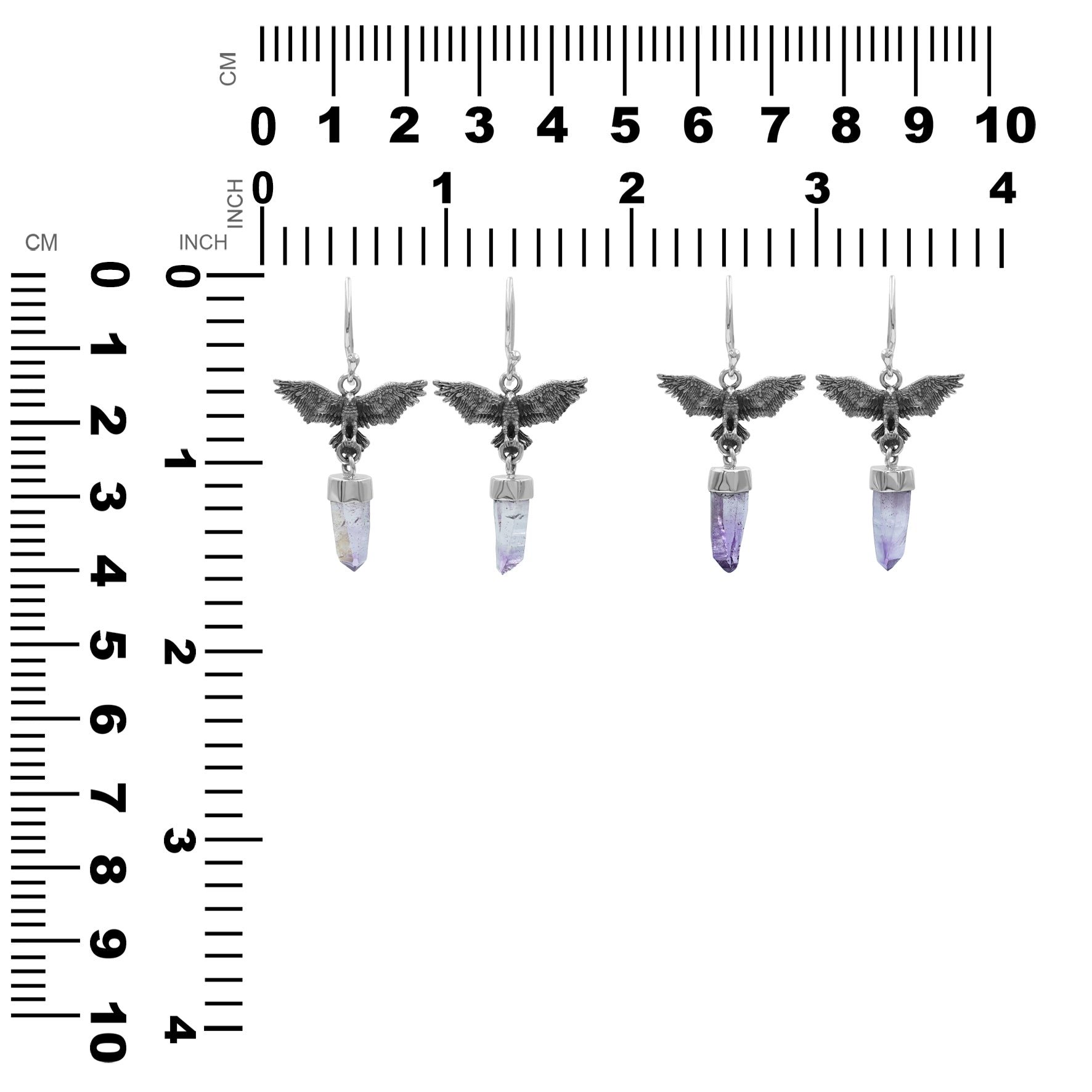 Starborn Vera Cruz Amethyst Crystal in Sterling Silver Eagle Earrings