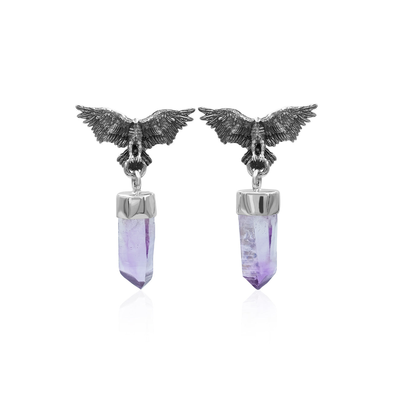 Starborn Vera Cruz Amethyst Crystal in Sterling Silver Eagle Earrings