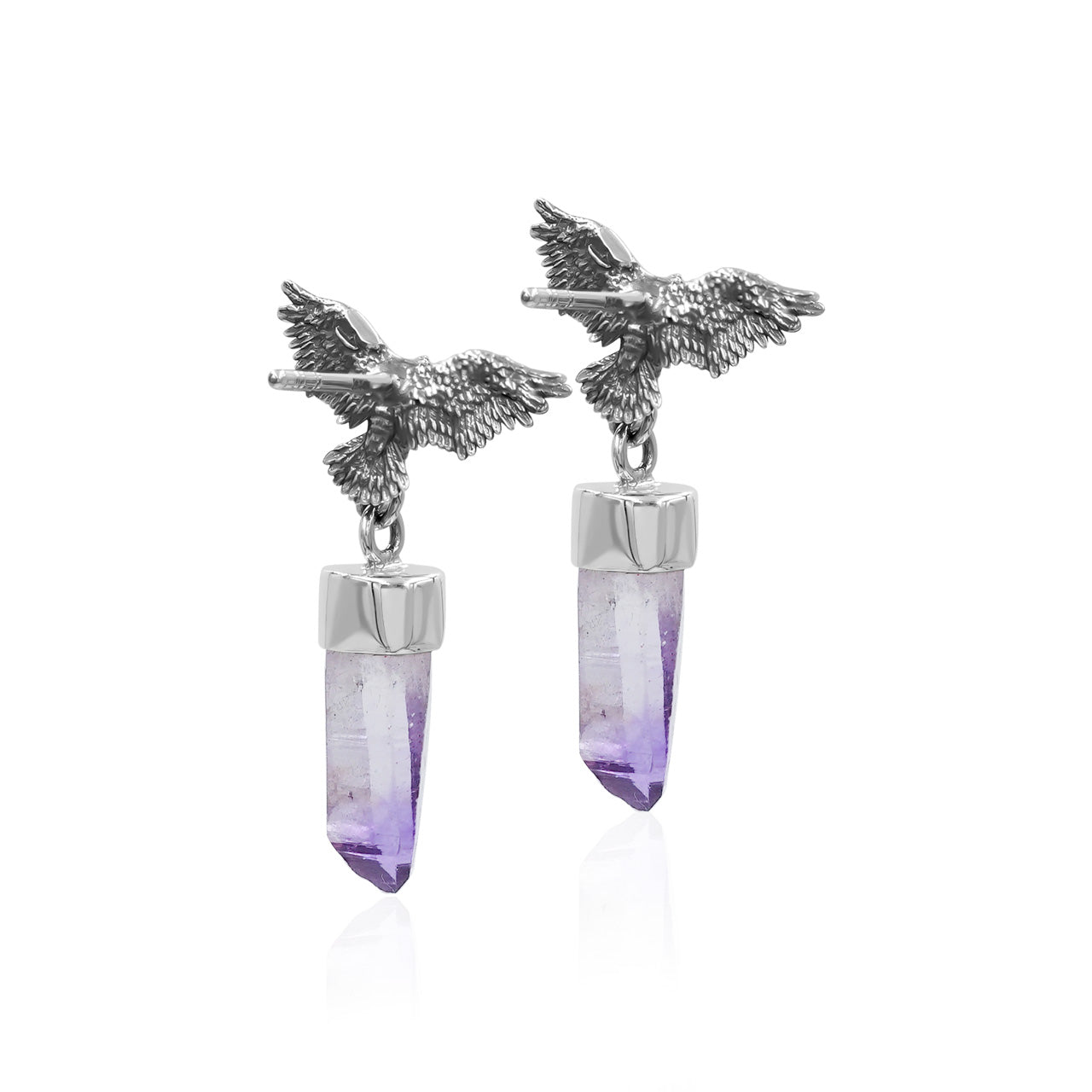 Starborn Vera Cruz Amethyst Crystal in Sterling Silver Eagle Earrings