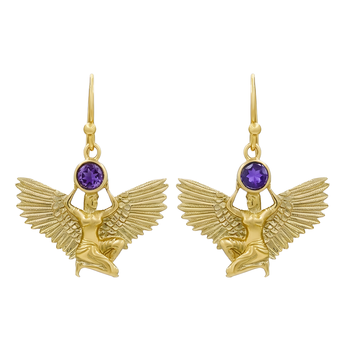 Starborn Faceted Amethyst Isis Earring in Nordic Gold