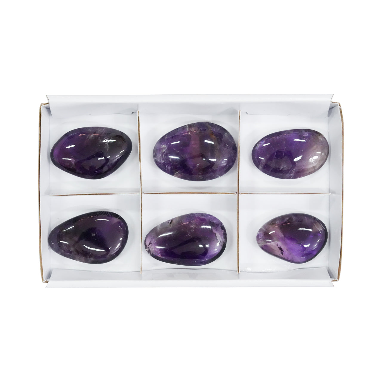 Starborn Amatista irregular piedra de palma plana 300 gramos - 6 piezas
