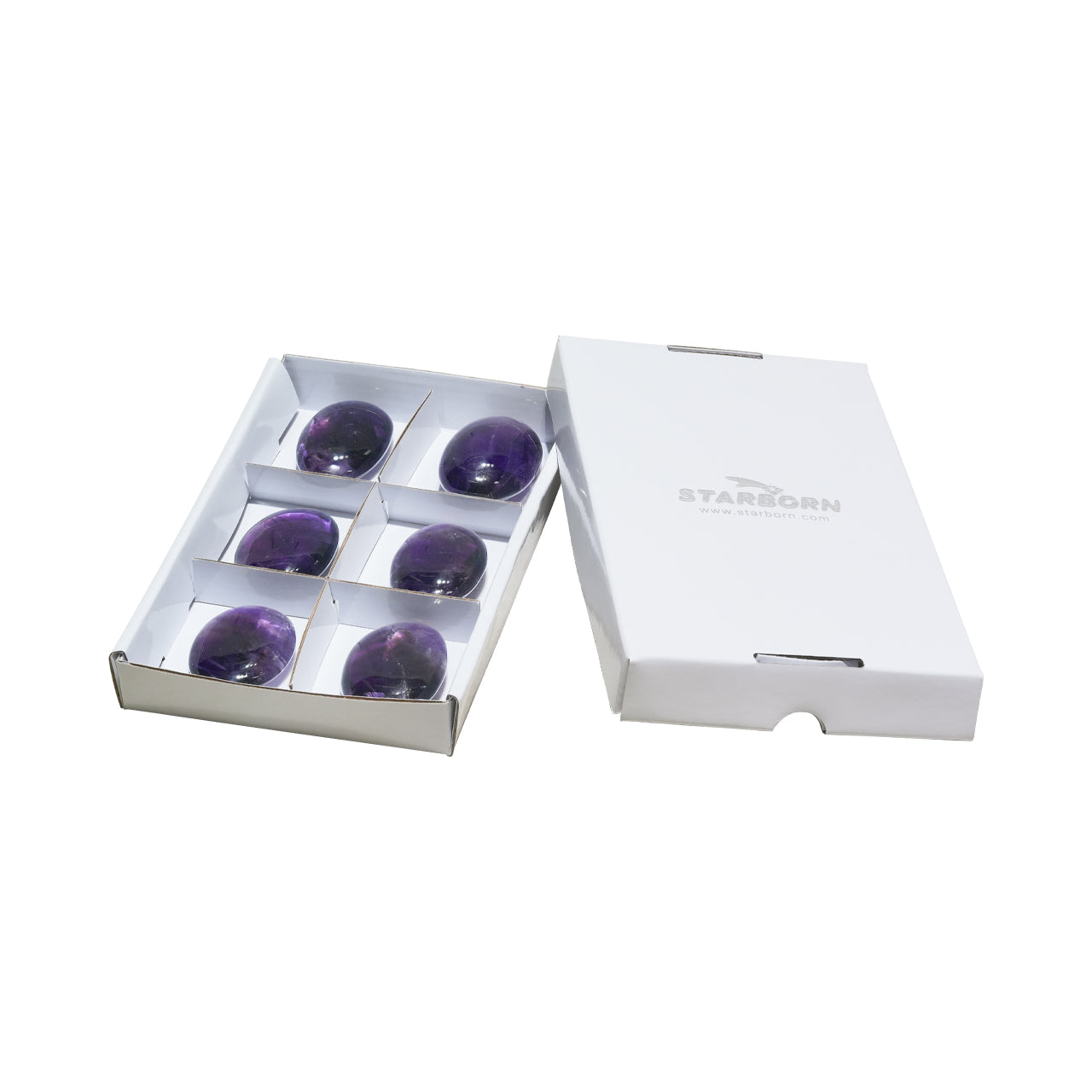 Starborn Amatista irregular piedra de palma plana 300 gramos - 6 piezas