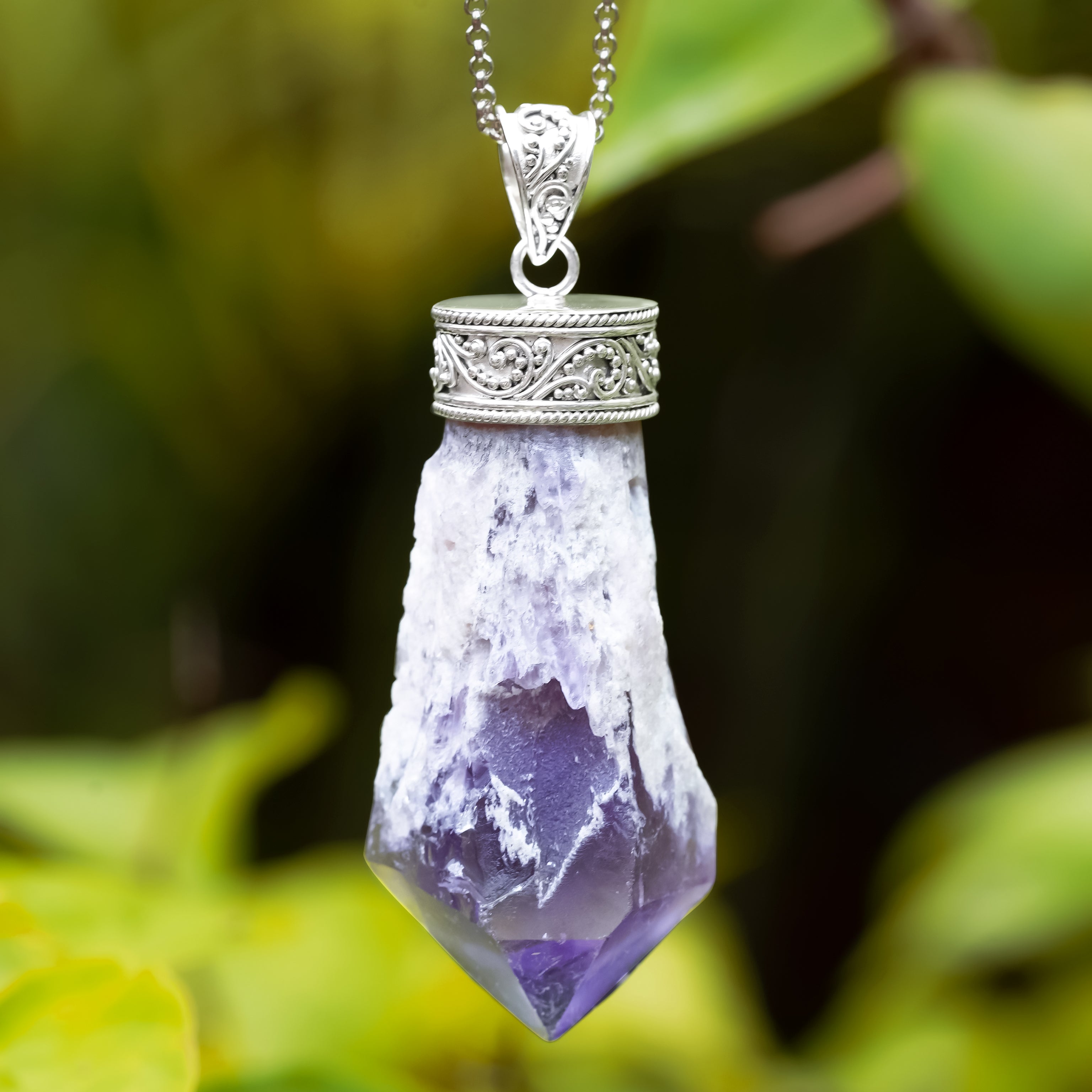 Colgante de cristal de amatista Starborn en plata de ley