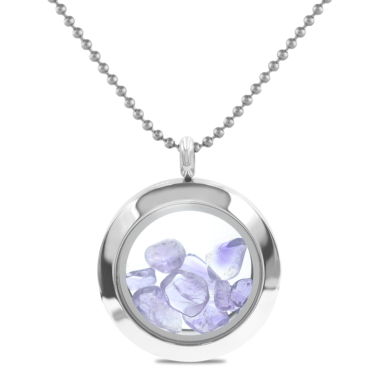 Starborn Gemstone Window Pendant Necklace in Stainless Steel