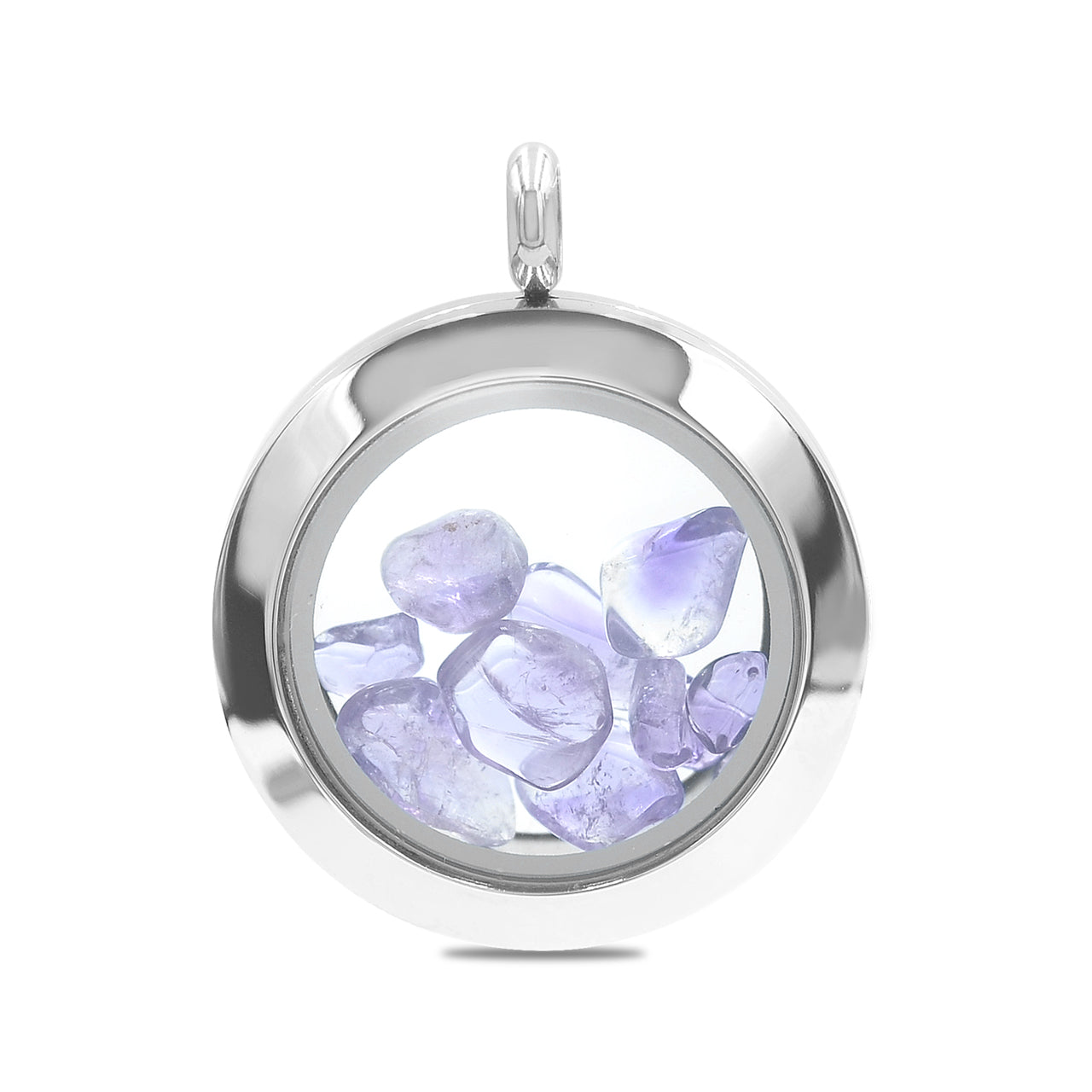 Starborn Amethyst Window Pendant Necklace in Stainless Steel