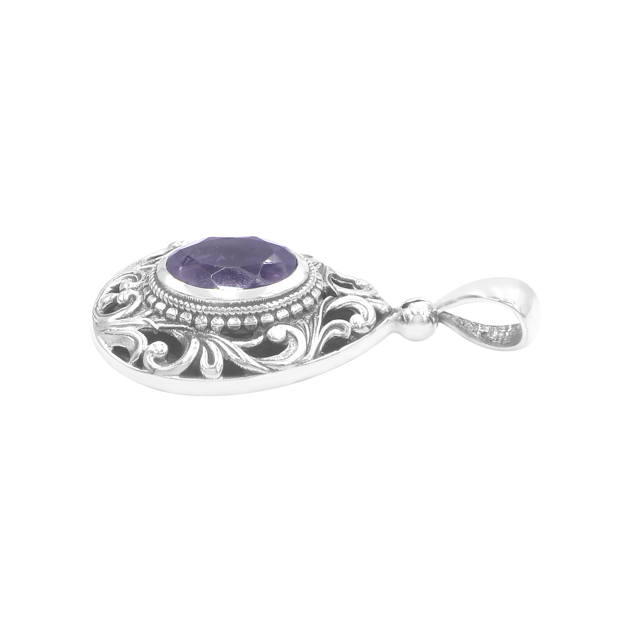 Colgante elegante con piedras preciosas en forma de pergamino facetado de Starborn en plata de ley