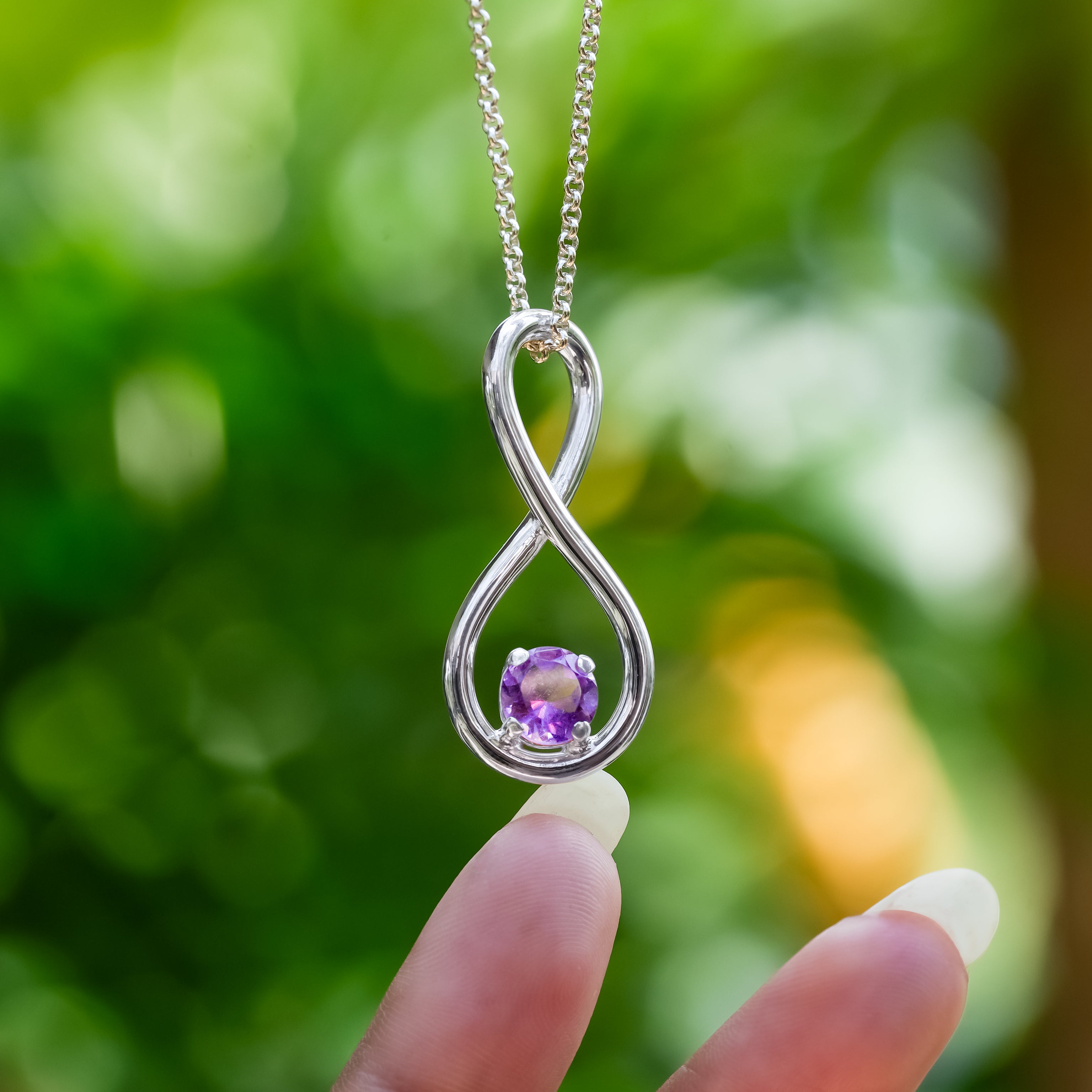 Colgante infinito con piedras preciosas facetadas Starborn en plata de ley fina