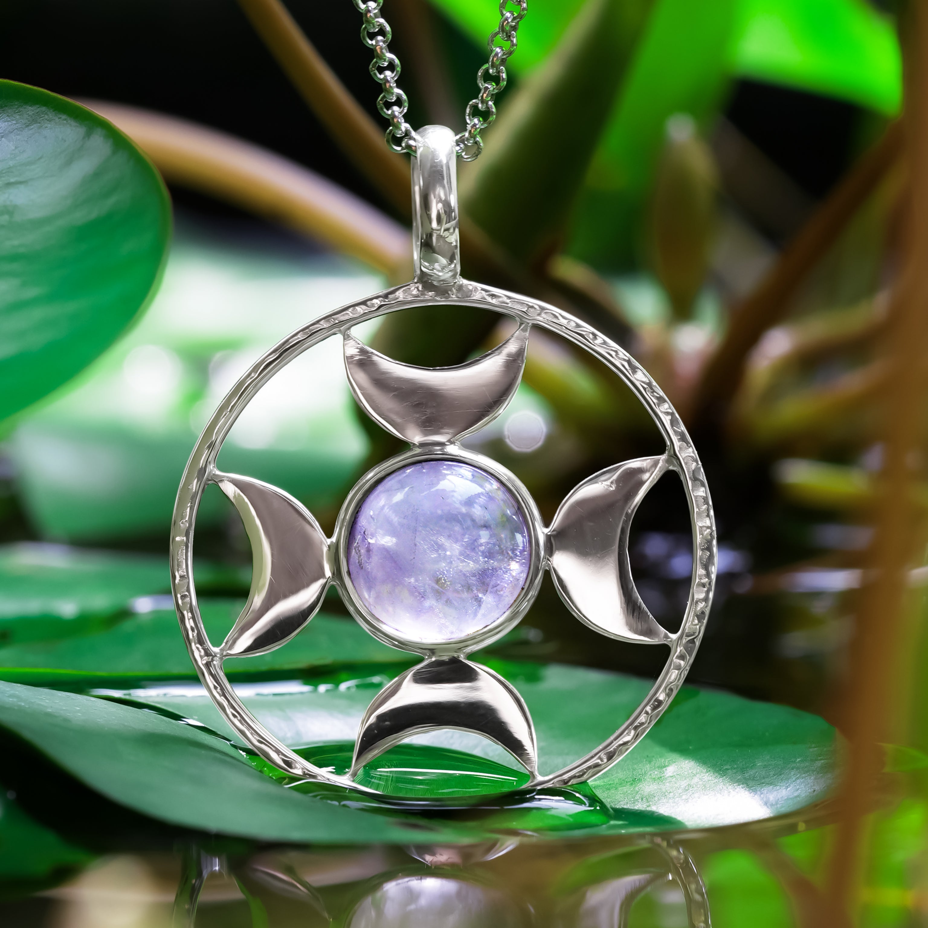 Starborn Directional Crescent Moon Sphere Medium Pendant in Sterling Silver