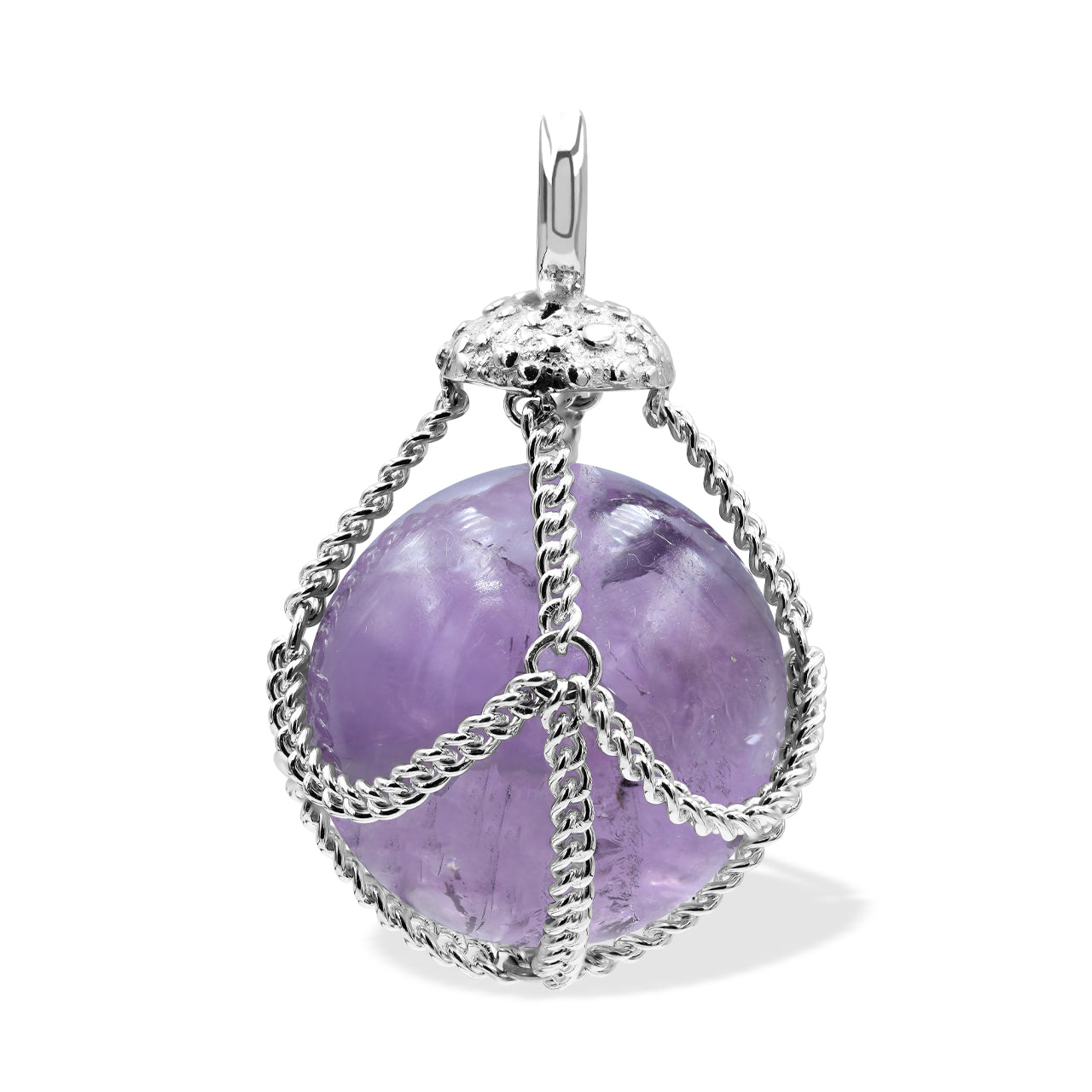 Starborn Sphere Gemstone in Basket Pendant in Sterling Silver