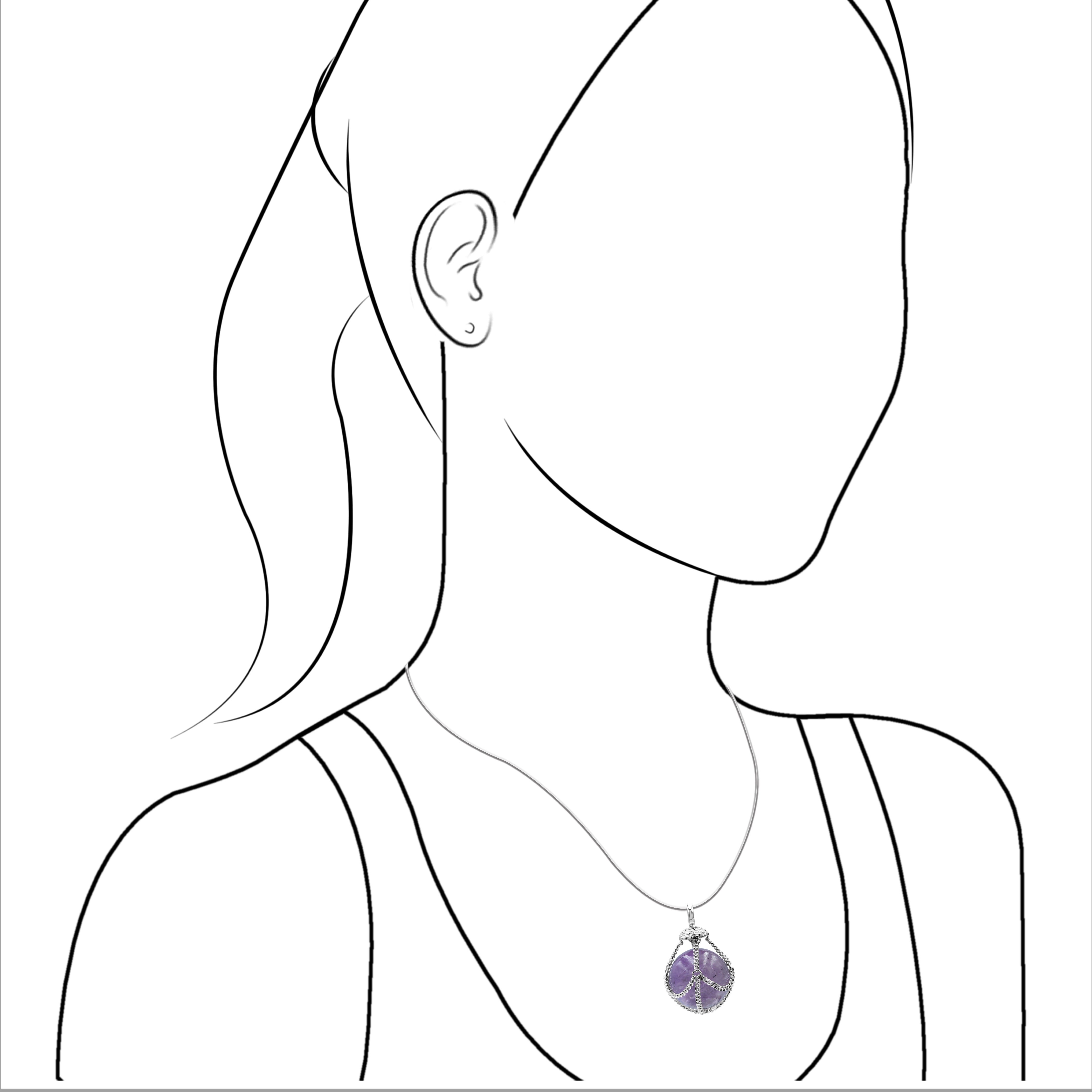 Starborn Amethyst Gemstone Sphere in Basket Pendant in Sterling Silver