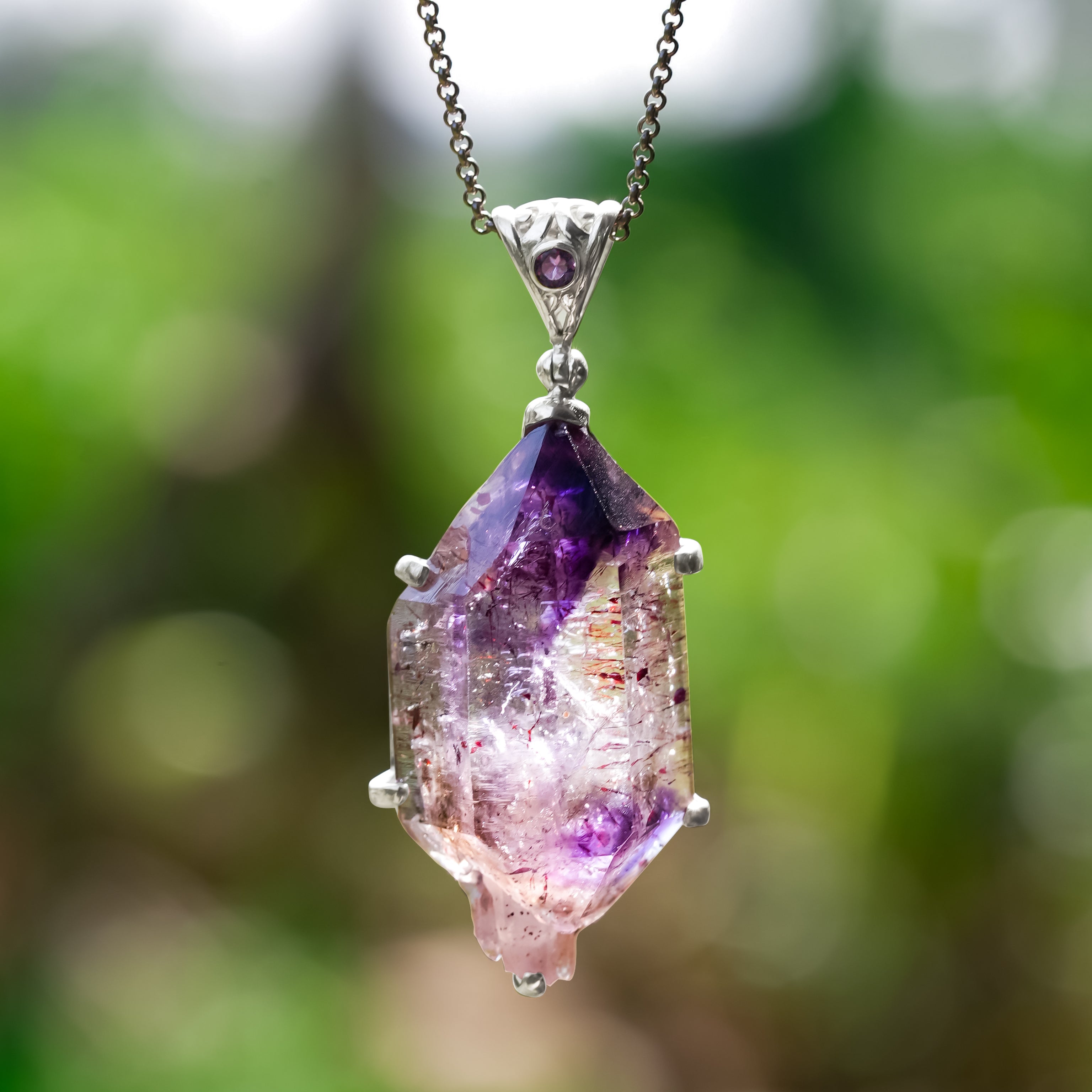 Starborn Shangaan Amethyst Prong Set Pendant in Sterling Silver