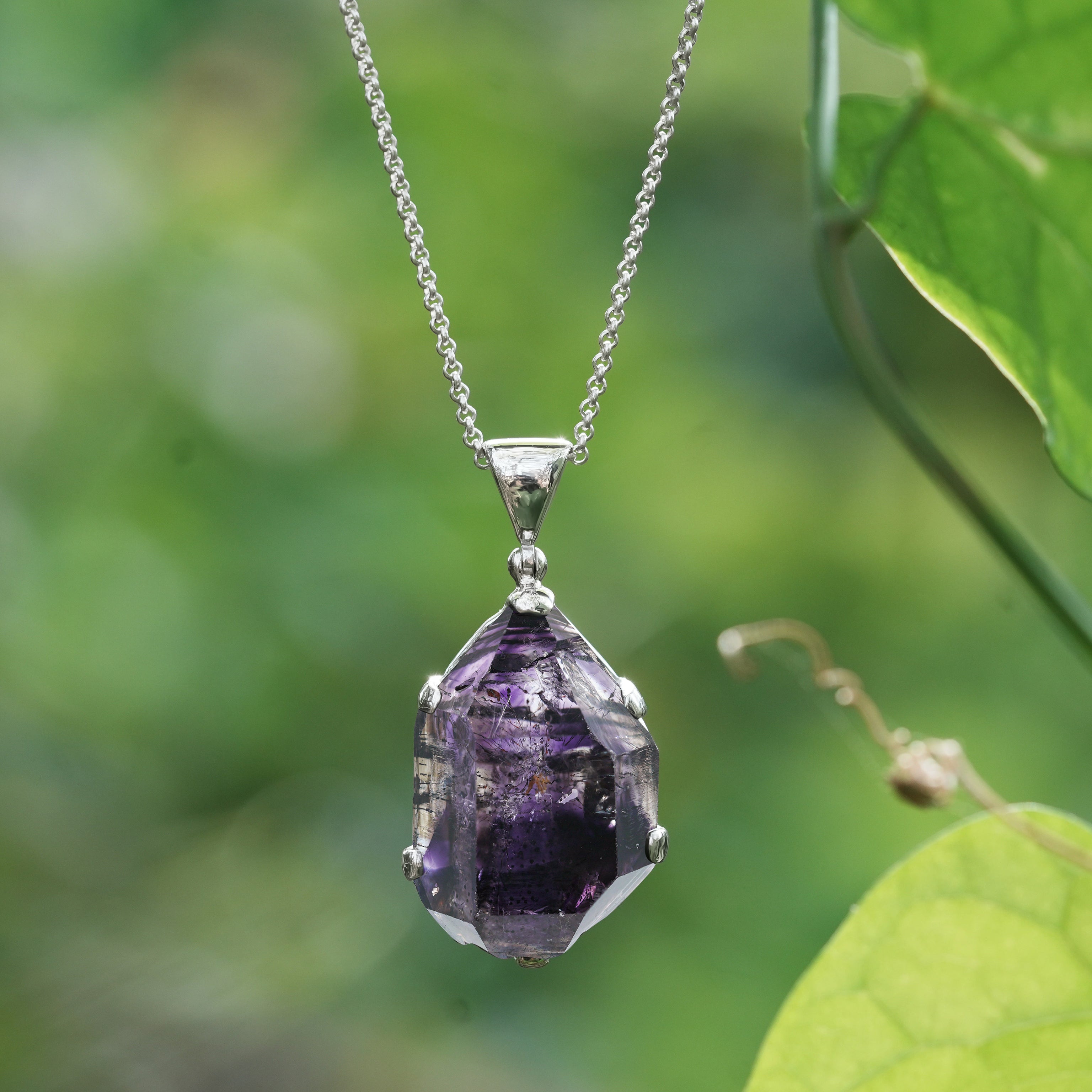 Starborn Shangaan Amethyst Crystal Prong Set Pendant in Sterling Silver