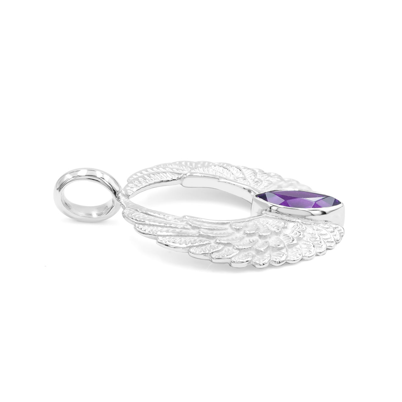 Starborn Angel Wings Pendant with Marquise Gemstone in Sterling Silver