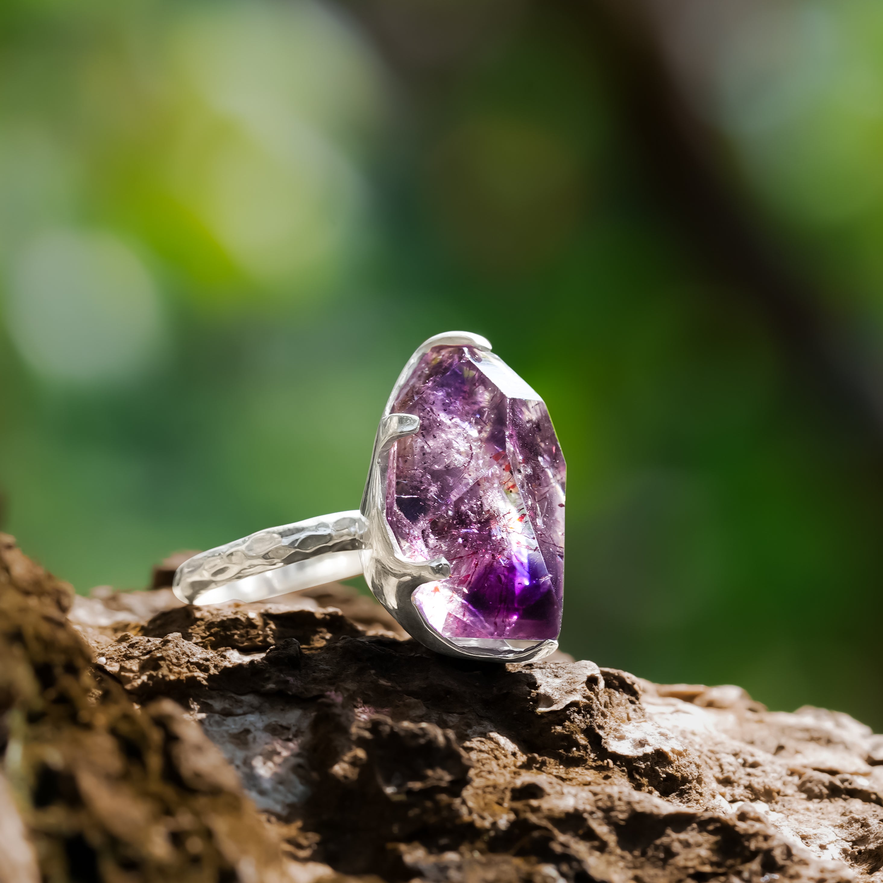 Starborn Shangaan Amethyst Crystal Prong Set Ring in Sterling Silver