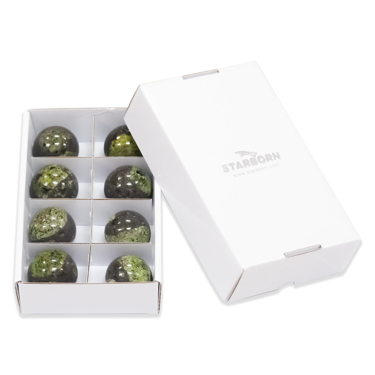 Starborn Arizona Peridot Spheres 1000 grams - 8 Pieces