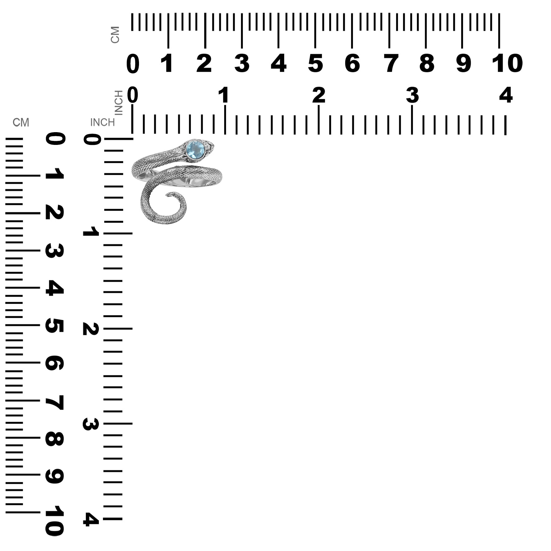 Starborn Coiled Snake Ring with Faceted Apatite in Sterling Silver