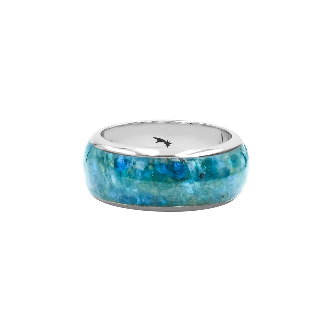 Blue Apatite One Field Inlay Ring