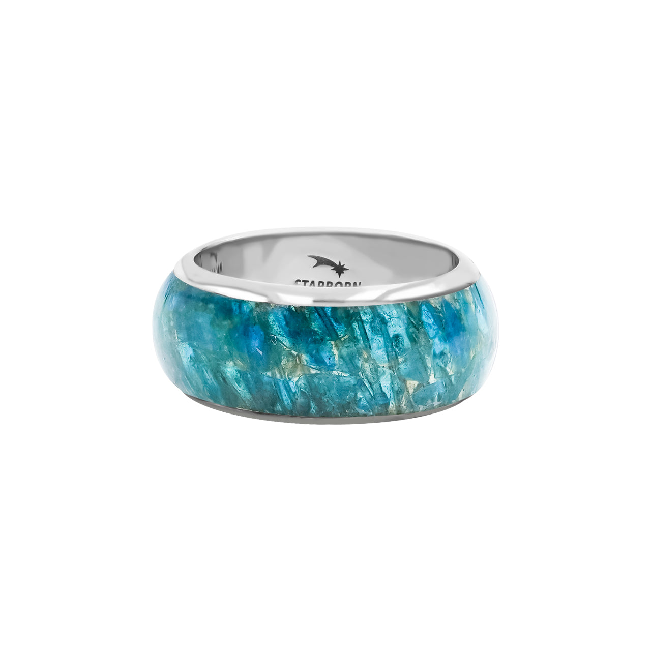 Blue Apatite One Field Inlay Ring