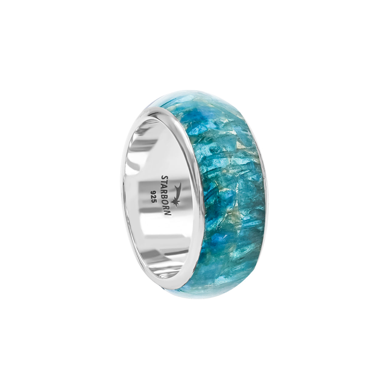 Blue Apatite One Field Inlay Ring