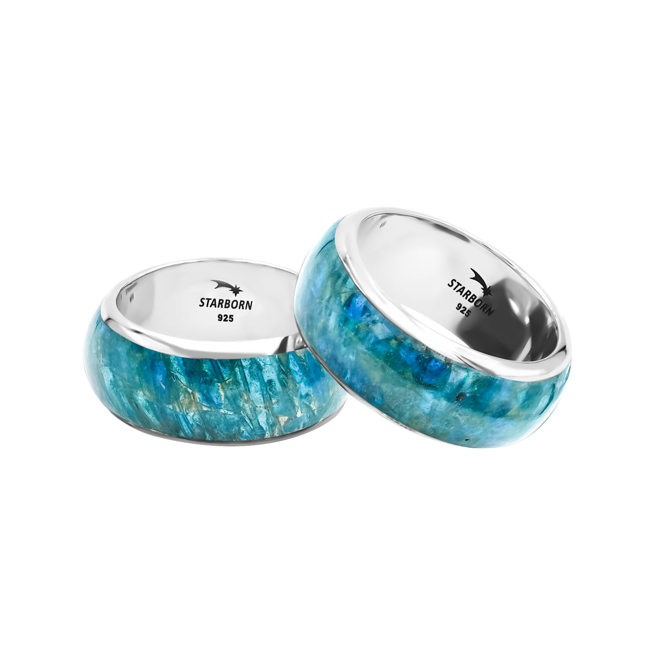 Blue Apatite One Field Inlay Ring