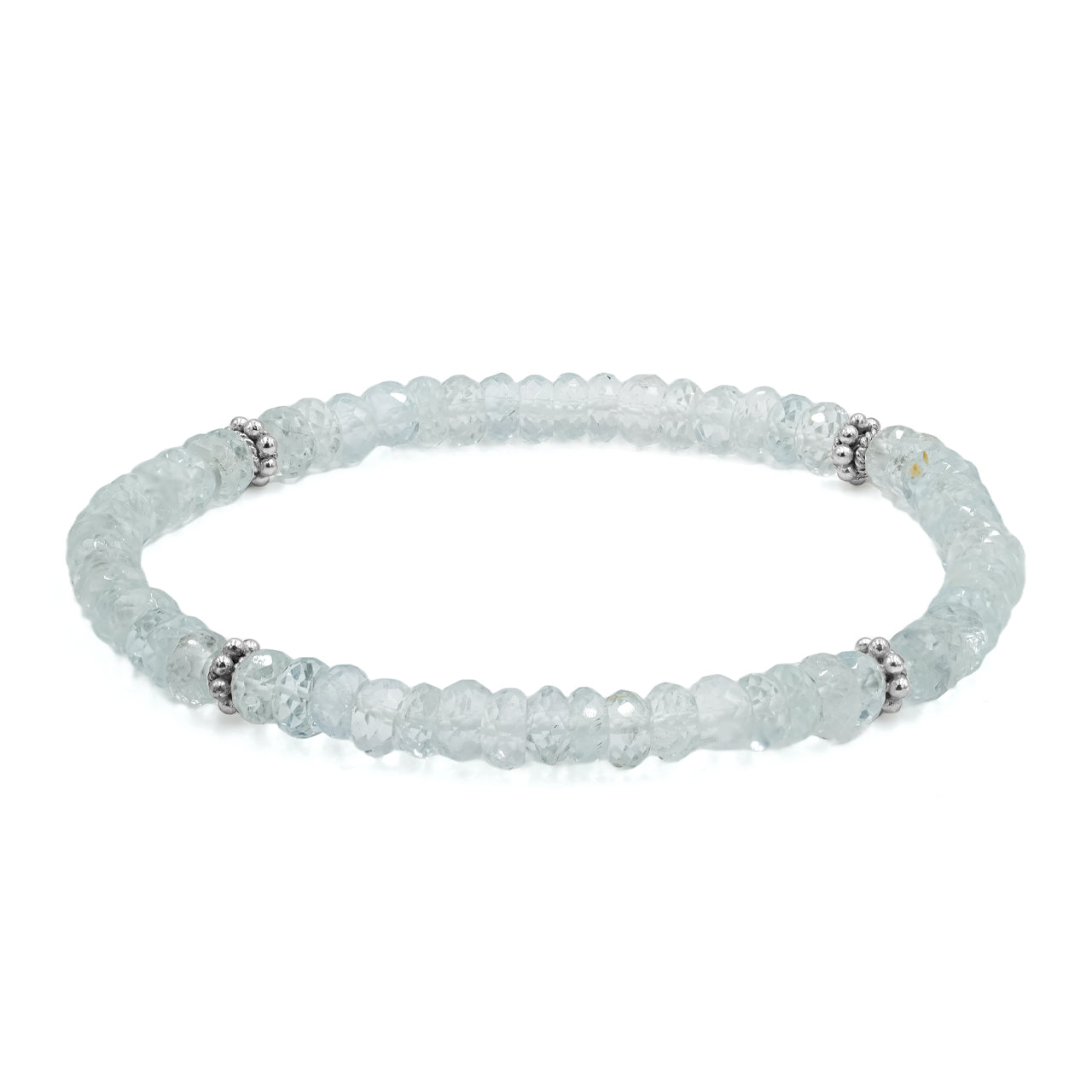 Starborn Aquamarine Rondelle Faceted Bead Bracelet