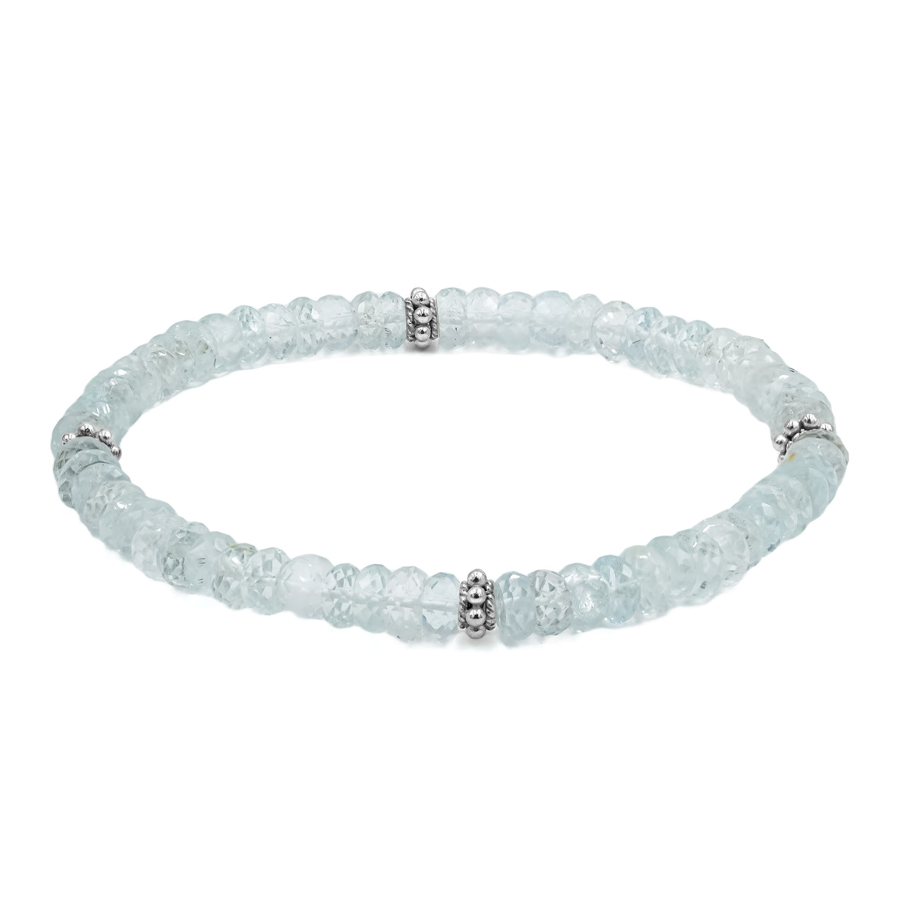 Starborn Aquamarine Rondelle Faceted Bead Bracelet