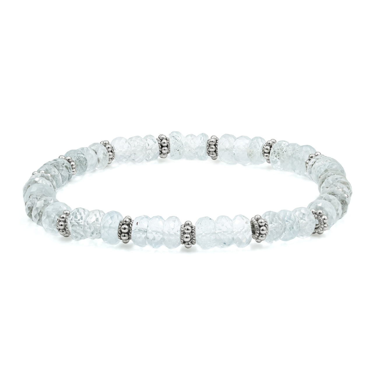 Starborn Aquamarine Rondelle Faceted Bead Bracelet