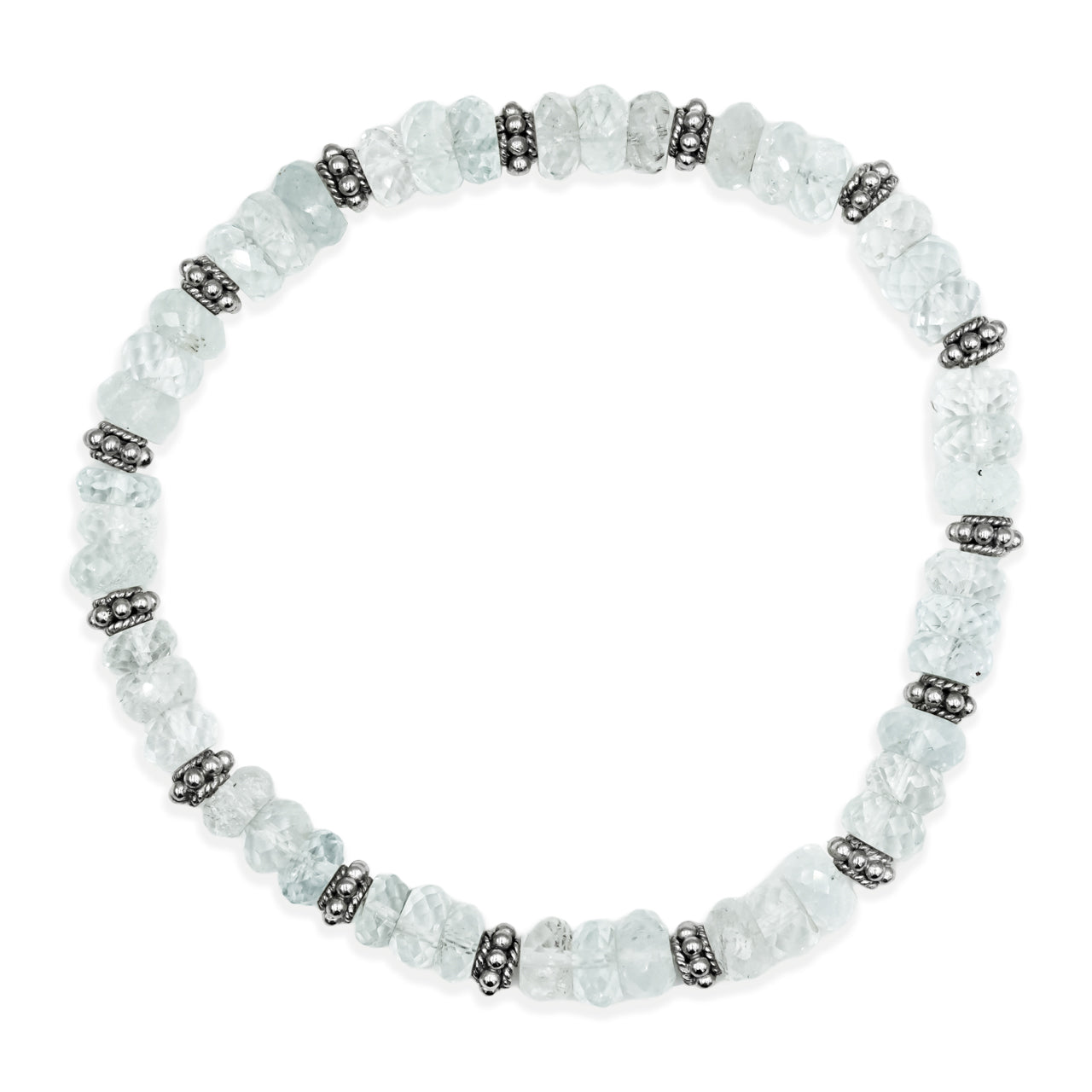 Starborn Aquamarine Rondelle Faceted Bead Bracelet