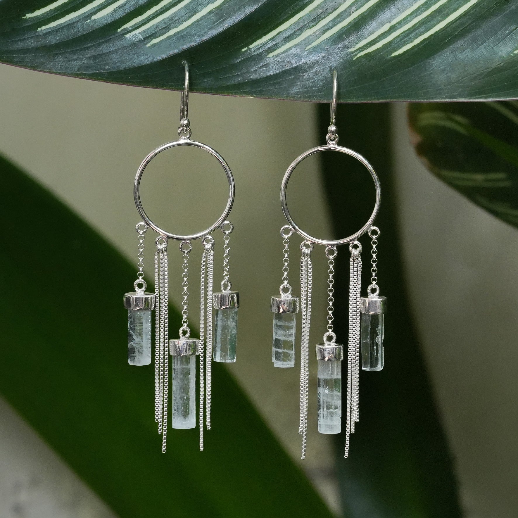 Starborn Aquamarine Crystal Boho Styles Earrings in Sterling Silver