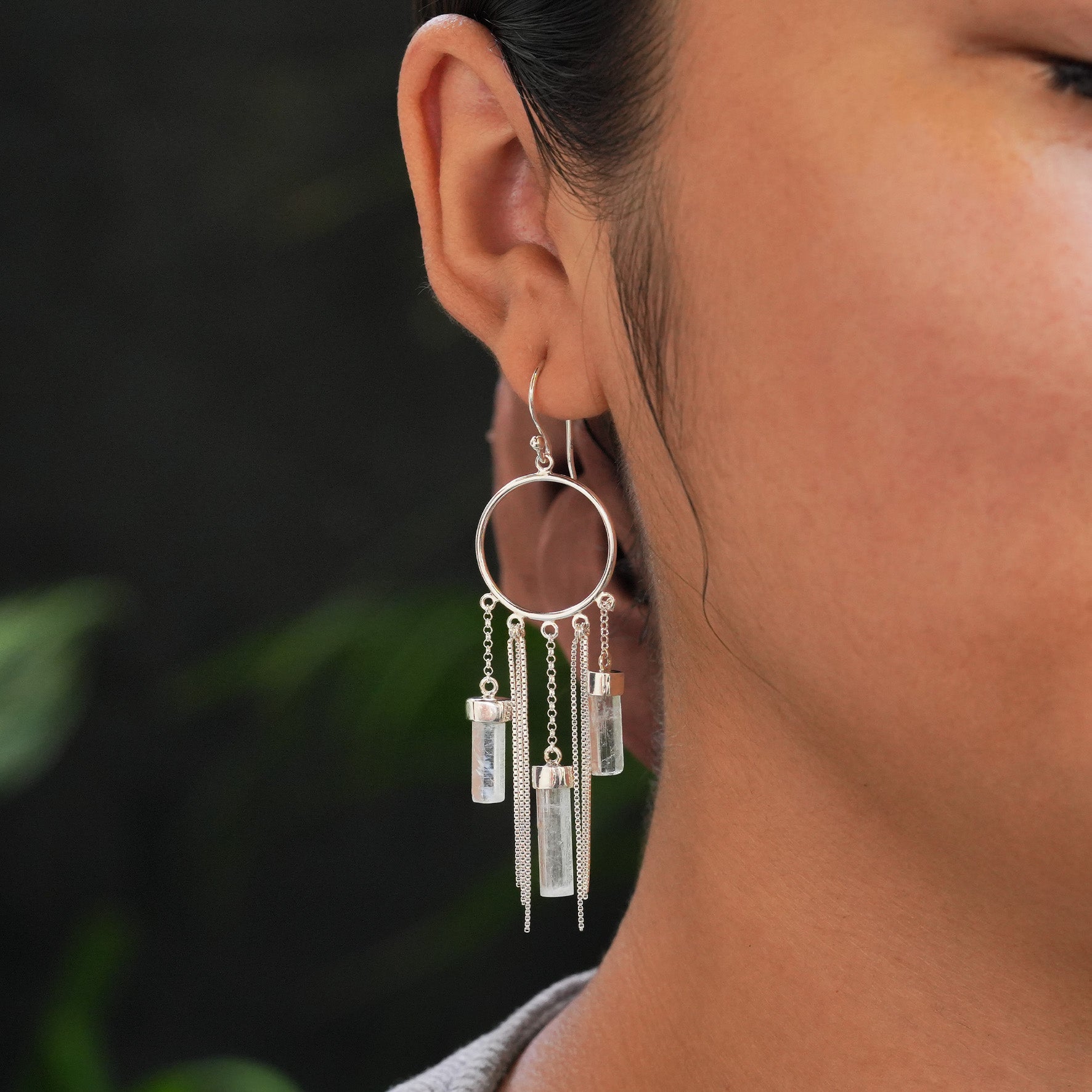 Starborn Aquamarine Crystal Boho Styles Earrings in Sterling Silver