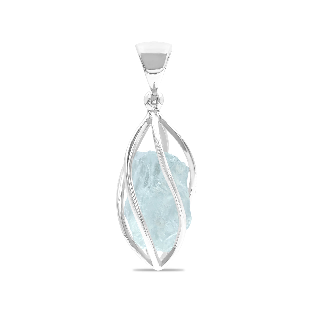 Colgante estilo jaula con piedras preciosas de aguamarina y plata de ley de Starborn
