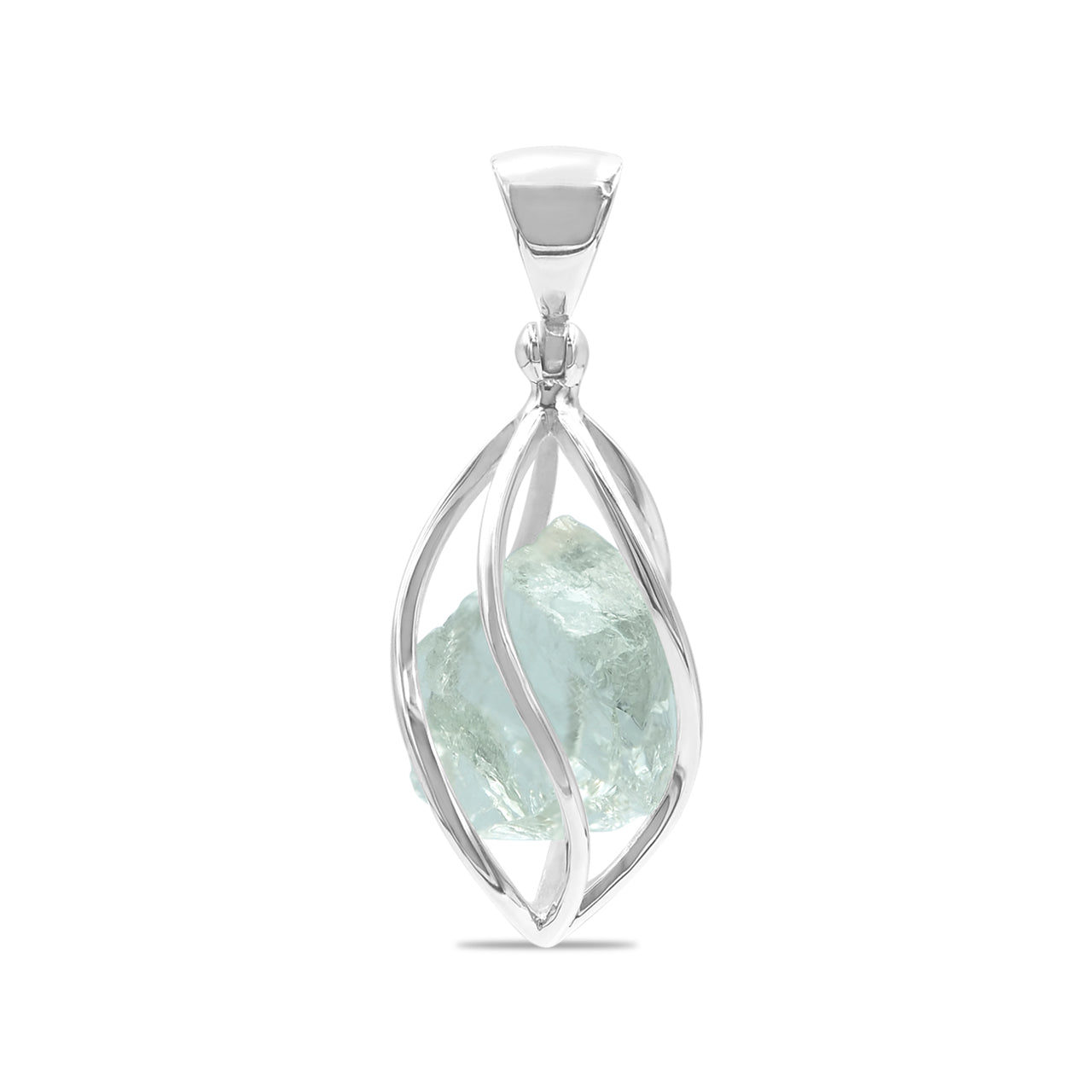 Colgante estilo jaula con piedras preciosas de aguamarina y plata de ley de Starborn