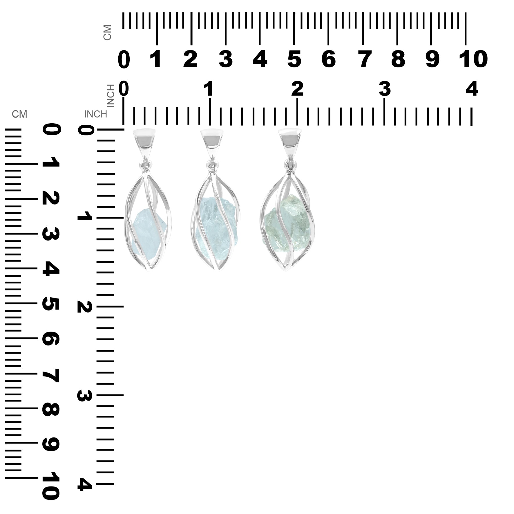 Colgante estilo jaula con piedras preciosas de aguamarina y plata de ley de Starborn