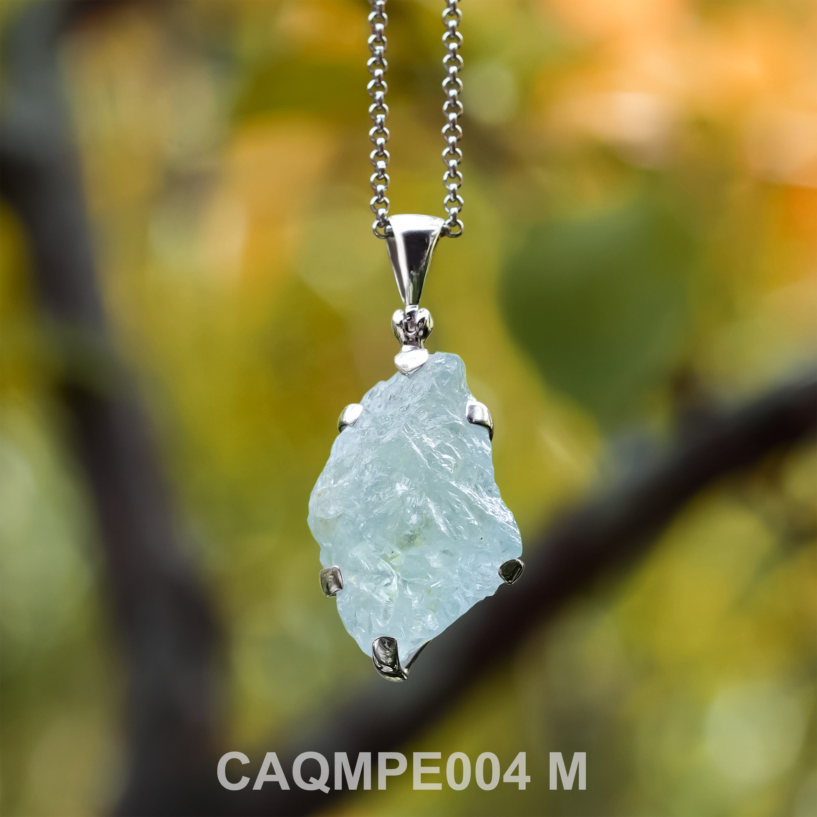 Starborn Rough Aquamarine Pendant in Sterling Silver