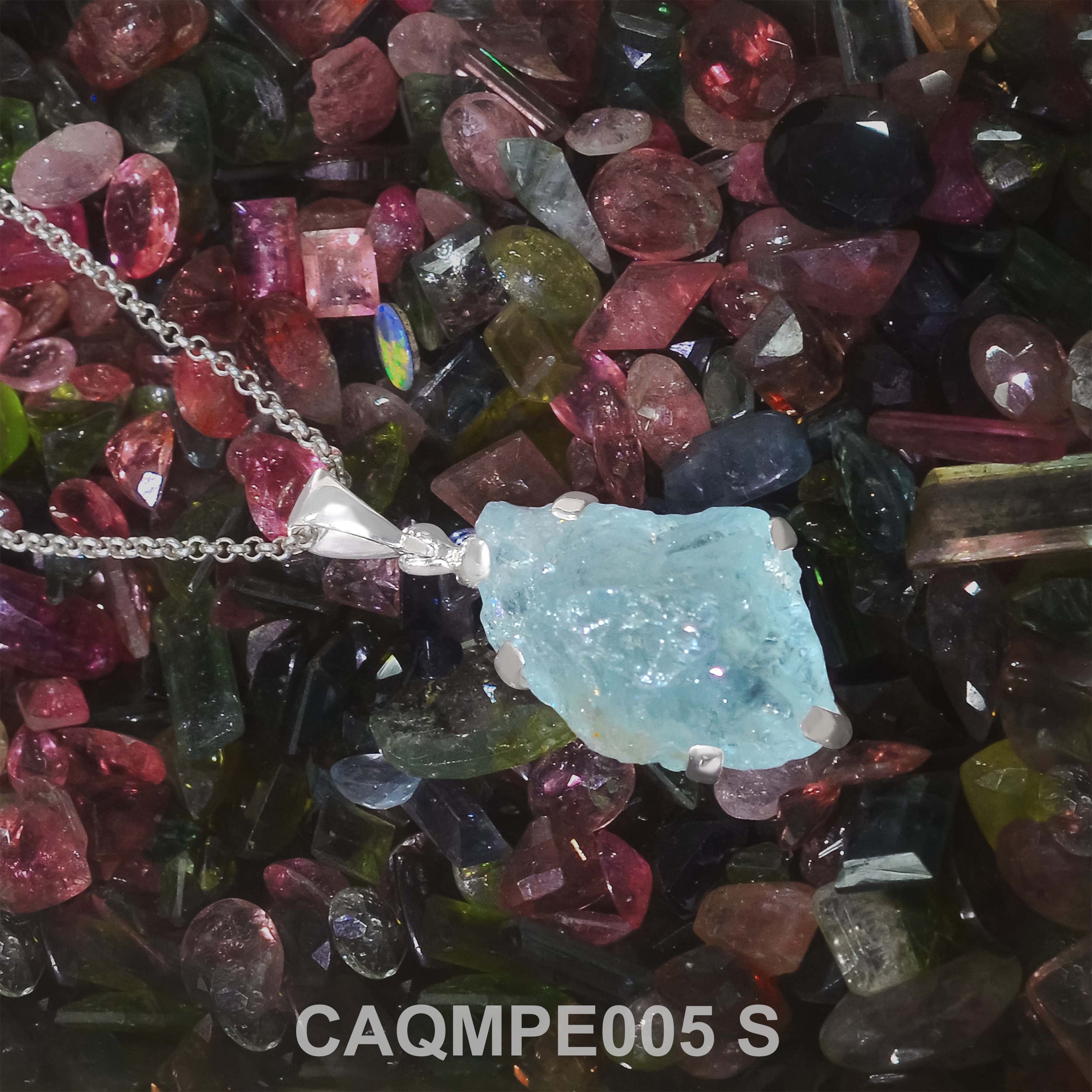 Starborn Rough Aquamarine Pendant in Sterling Silver