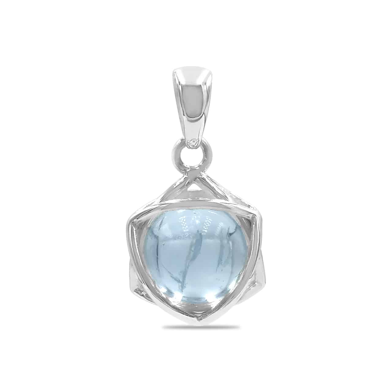 Starborn Aquamarine Sphere 6-Point Star Pendant in Sterling Silver