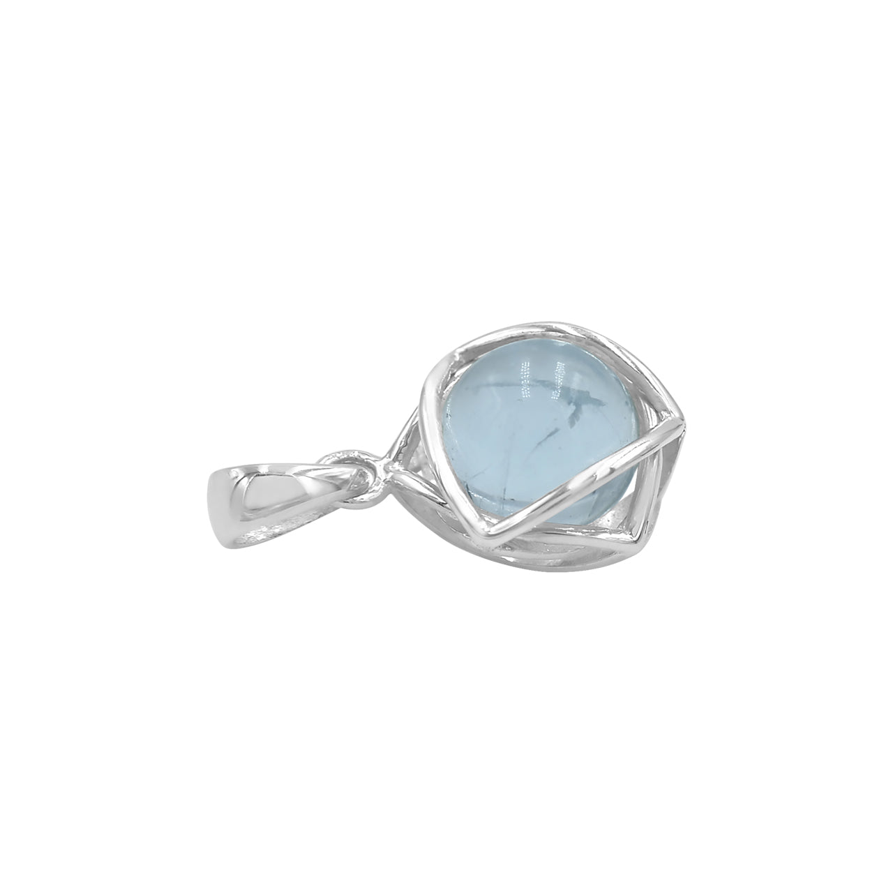 Starborn Aquamarine Sphere 6-Point Star Pendant in Sterling Silver