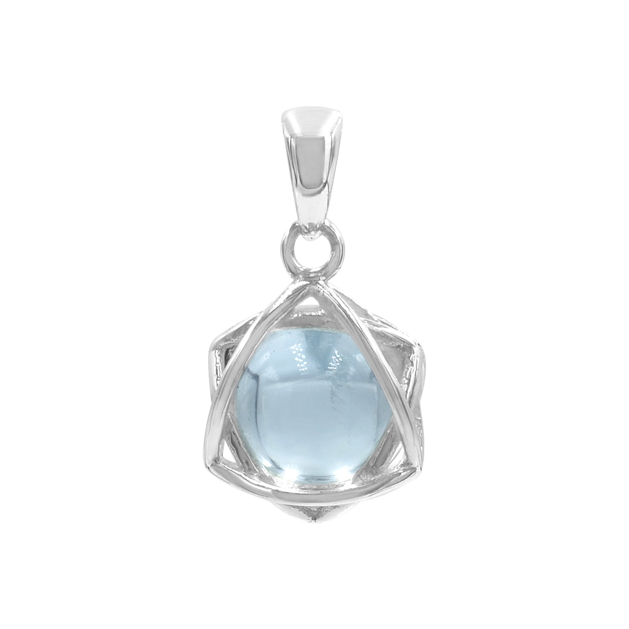 Starborn Edelsteinkugel 6-zackiger Sternanhänger aus Sterlingsilber