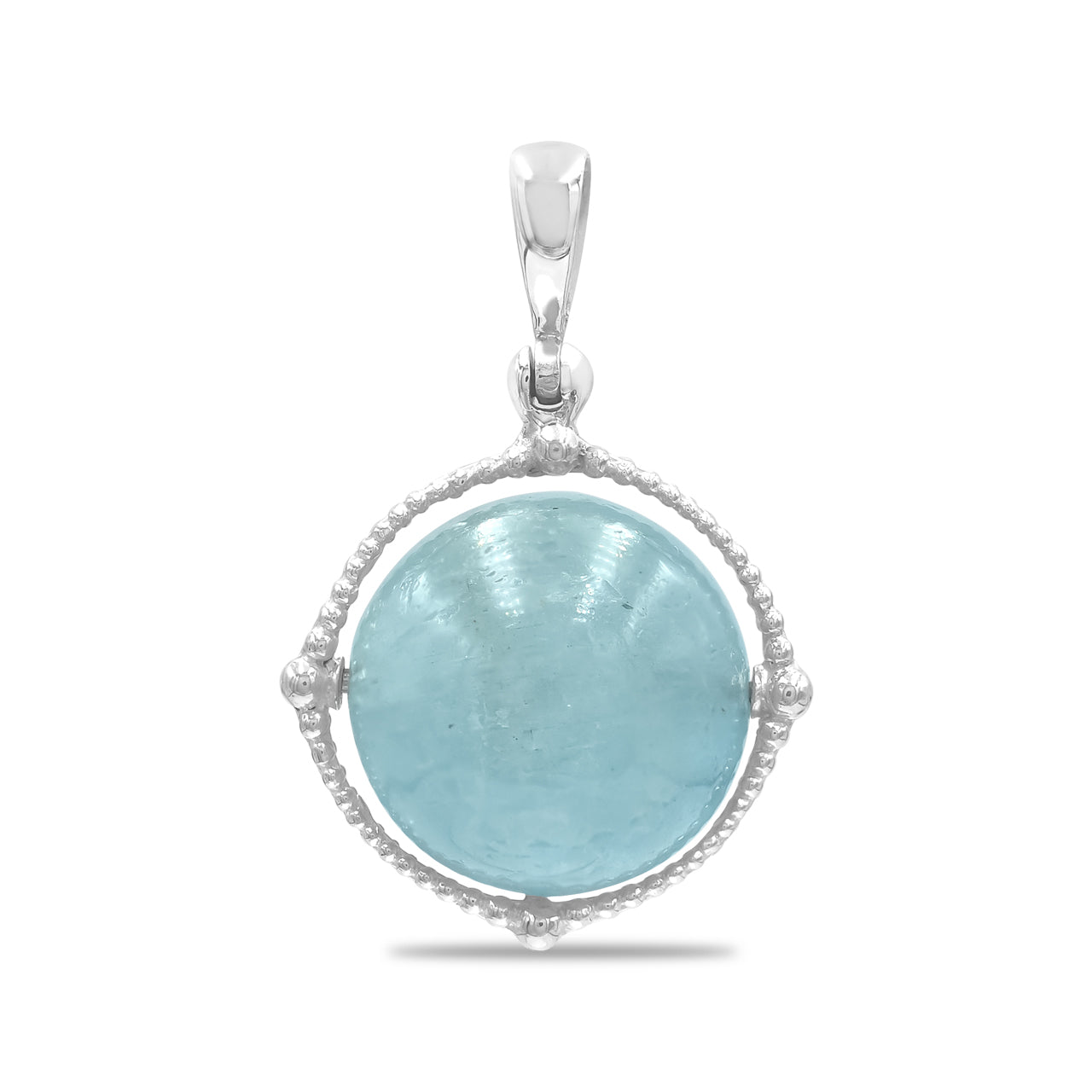 Starborn Aquamarine Spinning Tactile Sphere Pendant in Sterling Silver